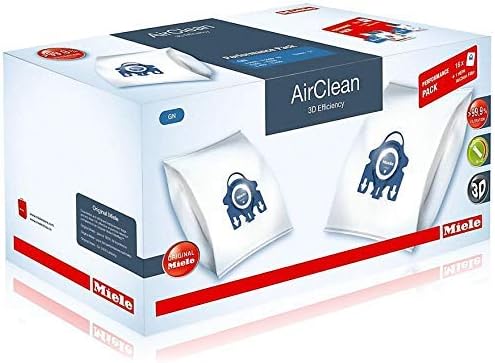 Miele 10123210 AirClean 3D Efficiency Dust Bag, Type GN, 4 Bags & 2 Filters, White