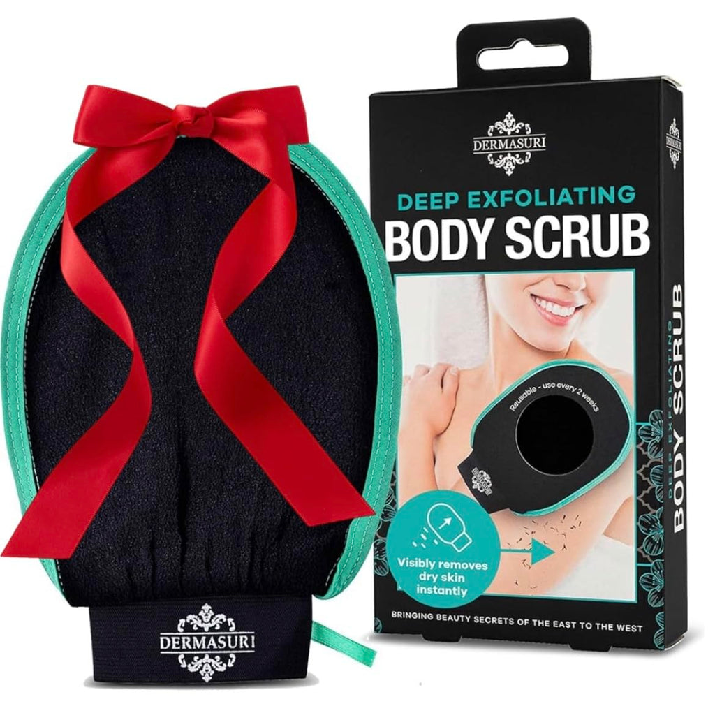 Dermasuri Deep Exfoliating Glove - Polishing Mitt Body Scrubber - Korean Skin Cleaner Exfoliator & Dead Skin Buffing Treatment -