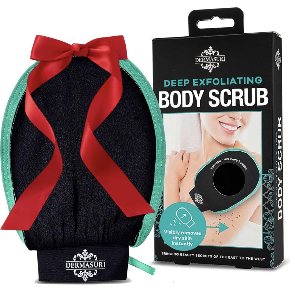 Dermasuri Deep Exfoliating Glove - Polishing Mitt Body Scrubber - Korean Skin Cleaner Exfoliator & Dead Skin Buffing Treatment -