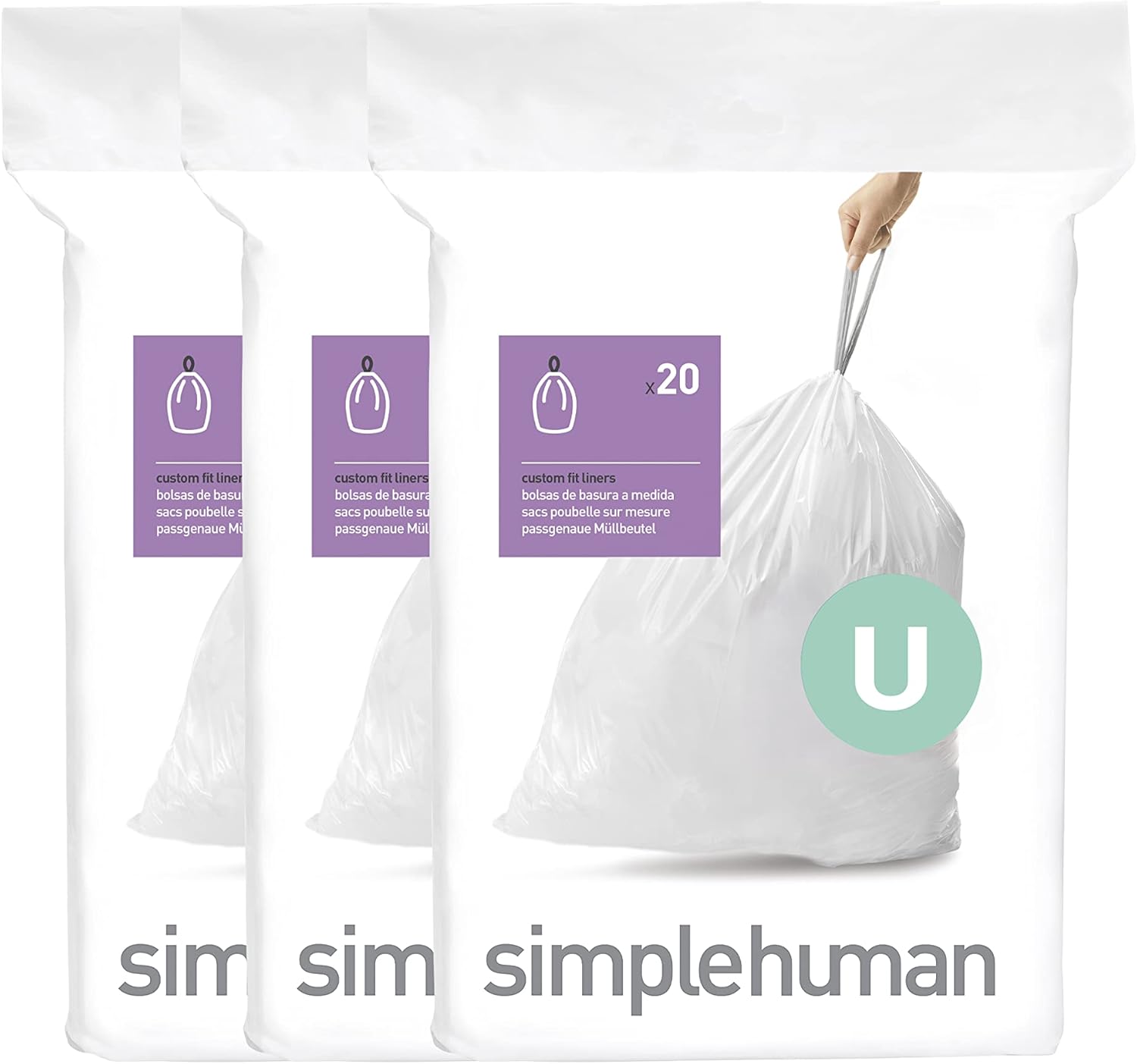 simplehuman Code H 100 Count, Dispenser Pack Custom Fit Liners