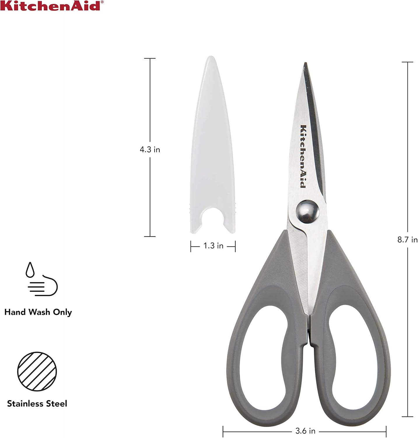 KitchenAid All Purpose Kitchen Shears with Protective Sheath Durable Stainless Steel Scissors,