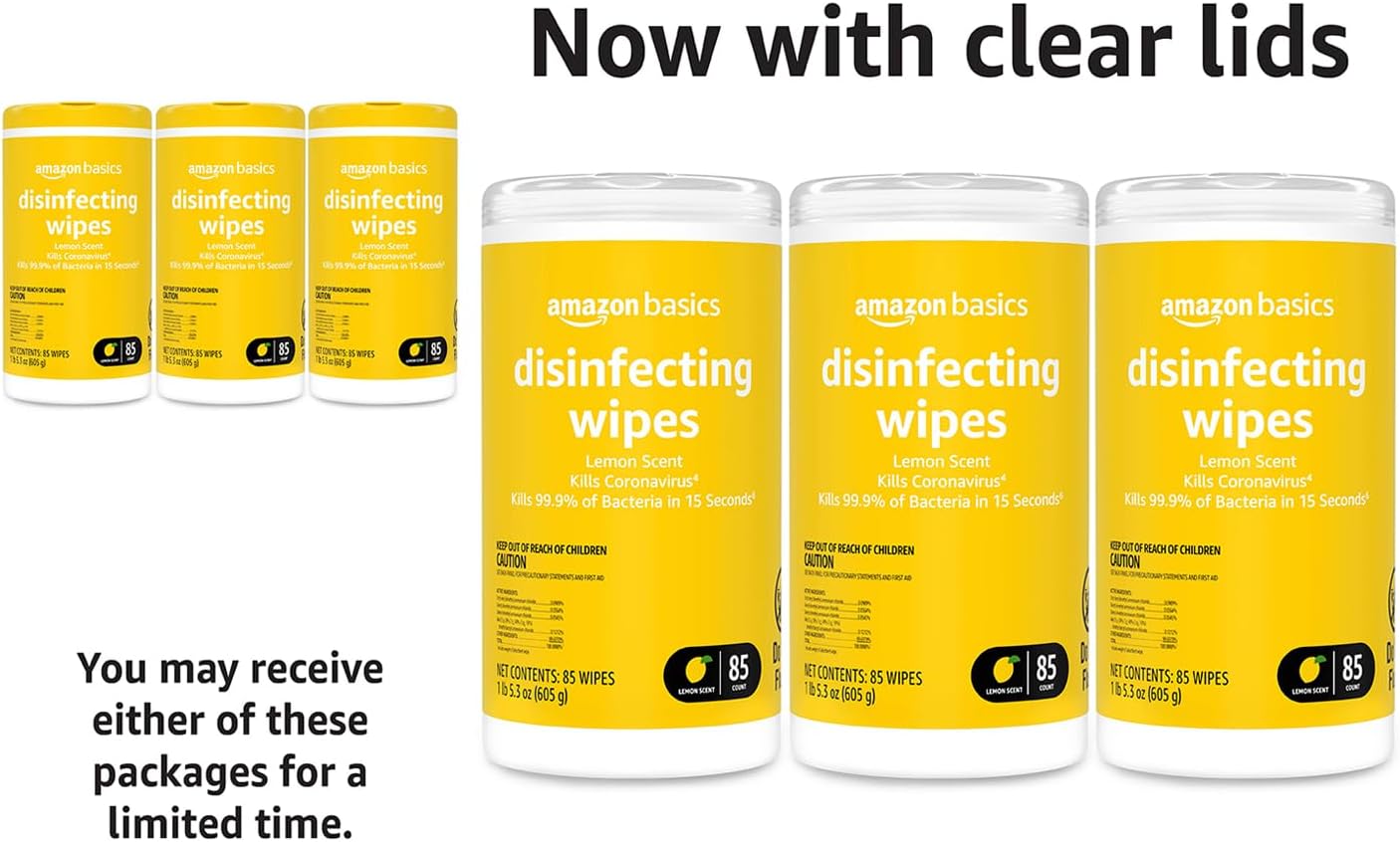 Amazon Basics Wipes, Lemon & Fresh Scent,