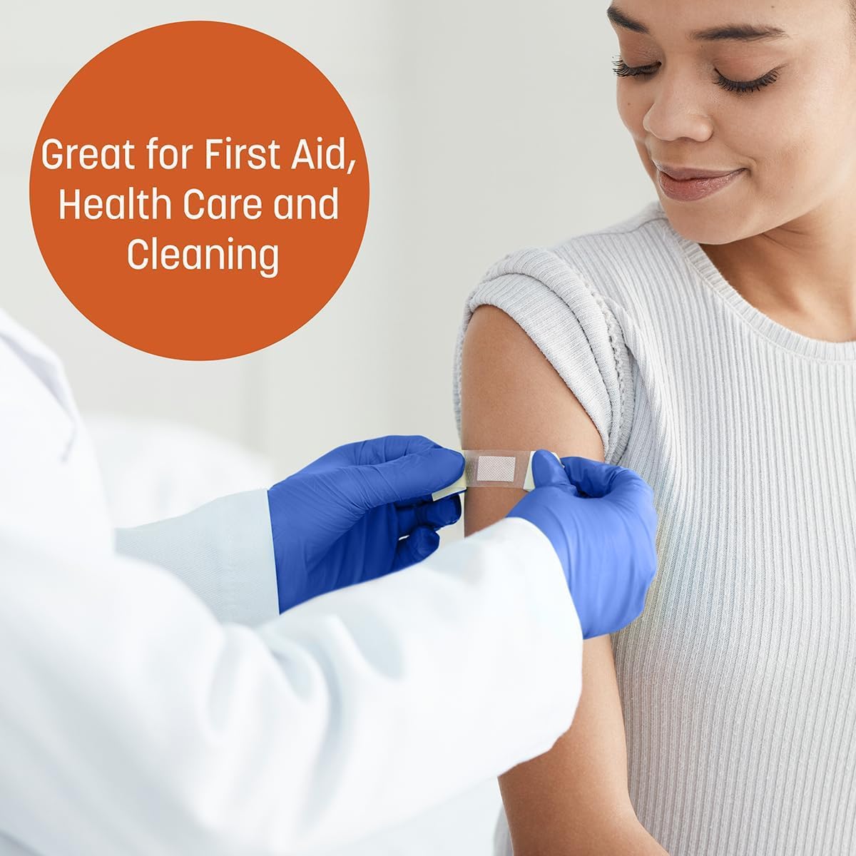 Caring Nitrile Exam Gloves, Blue, Powder-Free, Disposable Gloves for Medical Care, First Aid,