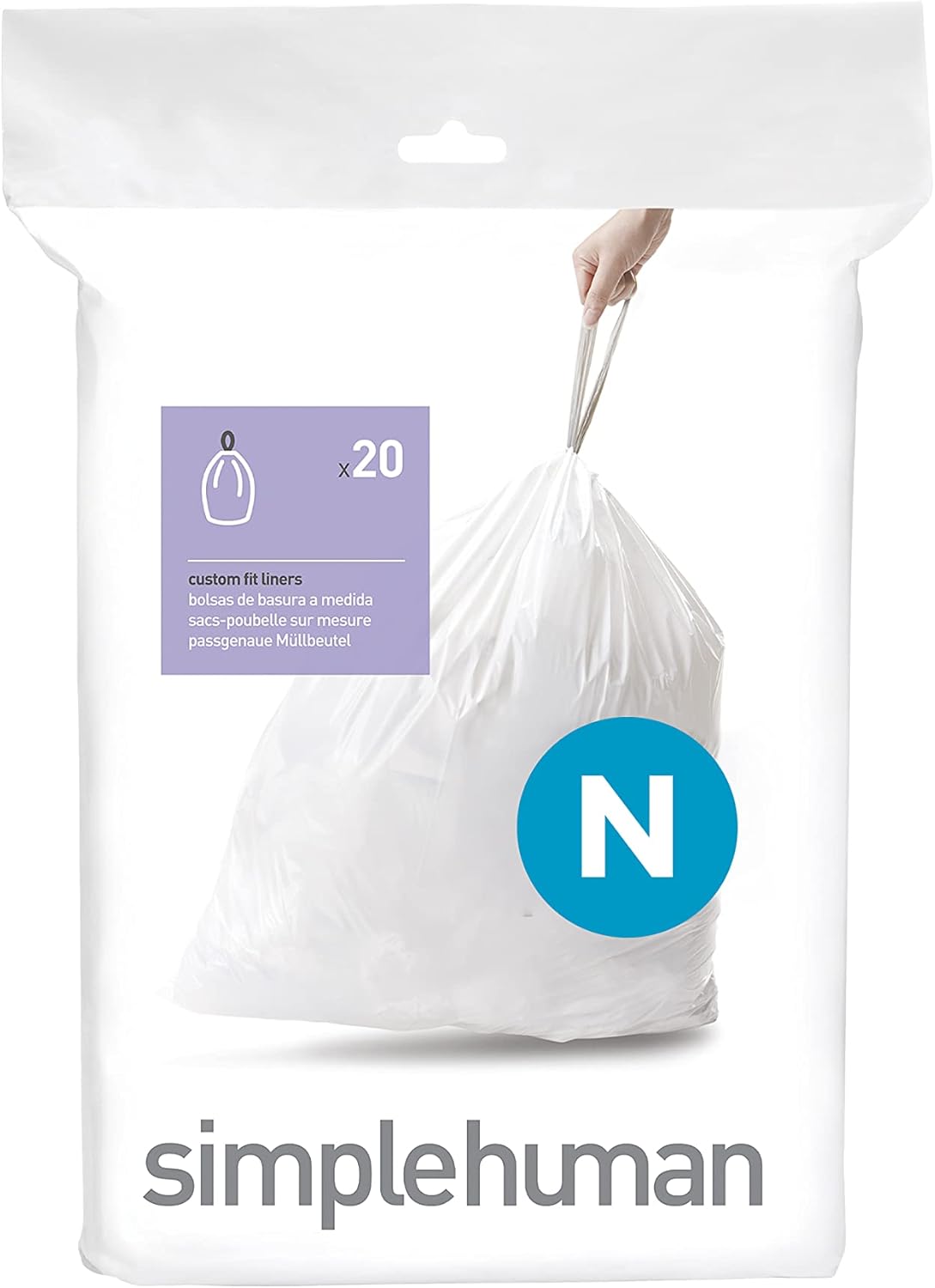 simplehuman Code H 100 Count, Dispenser Pack Custom Fit Liners