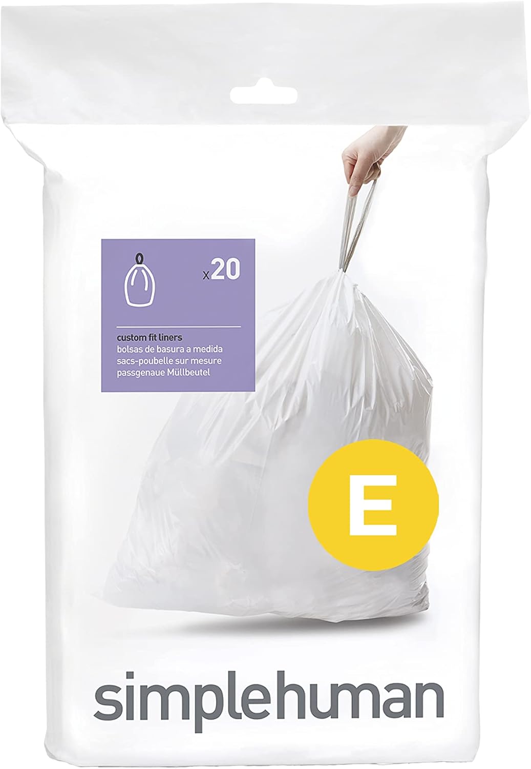 simplehuman Code H 100 Count, Dispenser Pack Custom Fit Liners