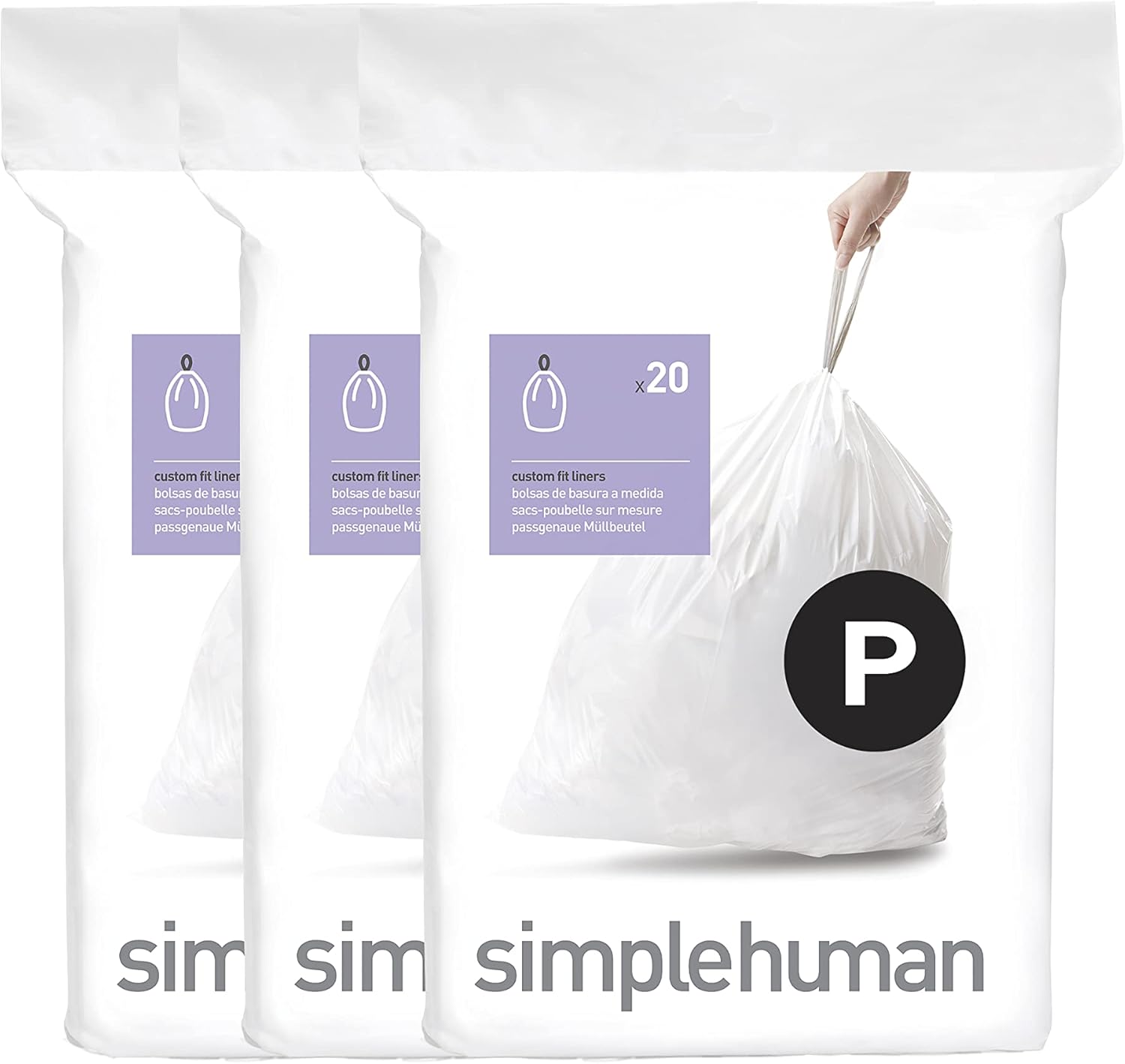 simplehuman Code H 100 Count, Dispenser Pack Custom Fit Liners