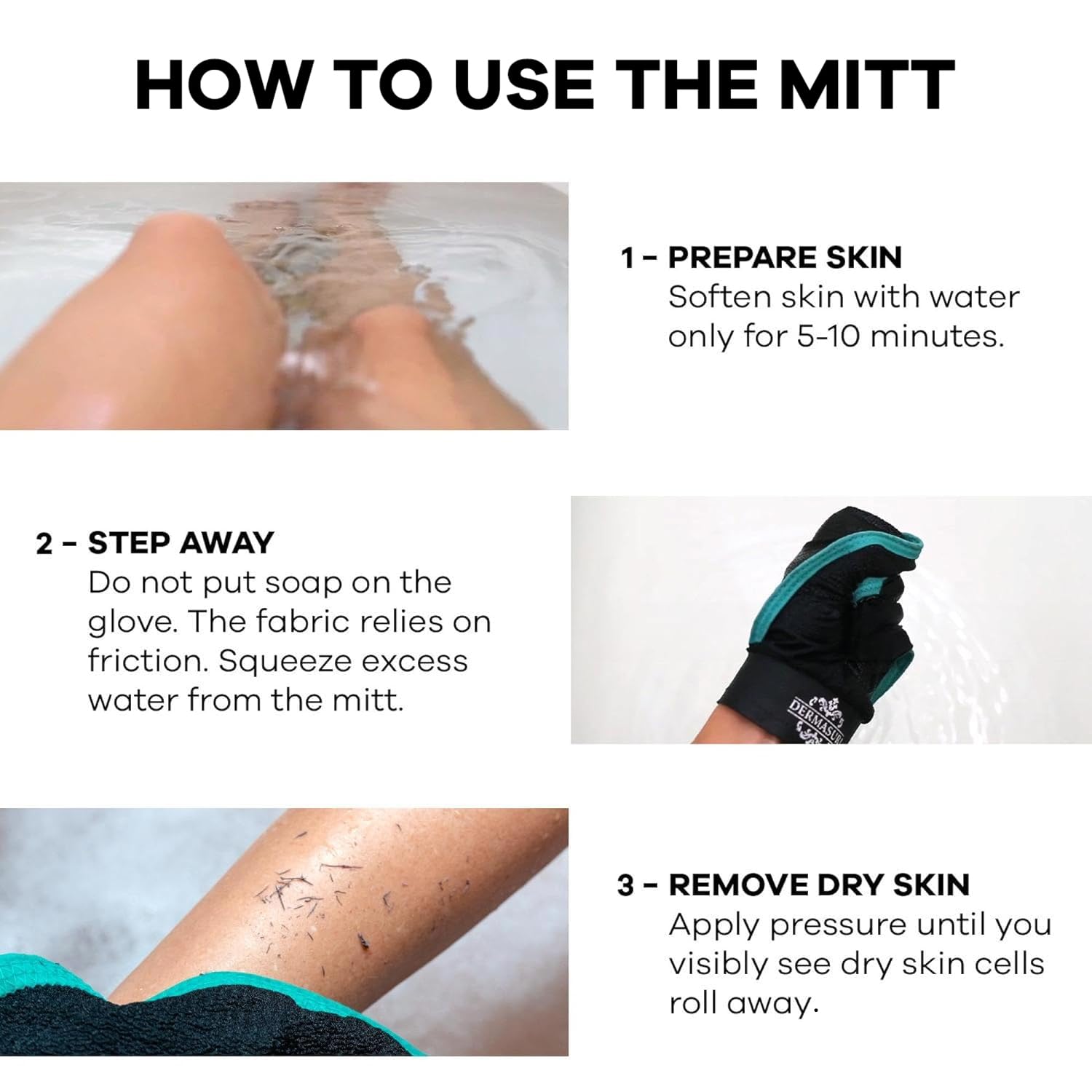 Dermasuri Deep Exfoliating Glove - Polishing Mitt Body Scrubber - Korean Skin Cleaner Exfoliator & Dead Skin Buffing Treatment -
