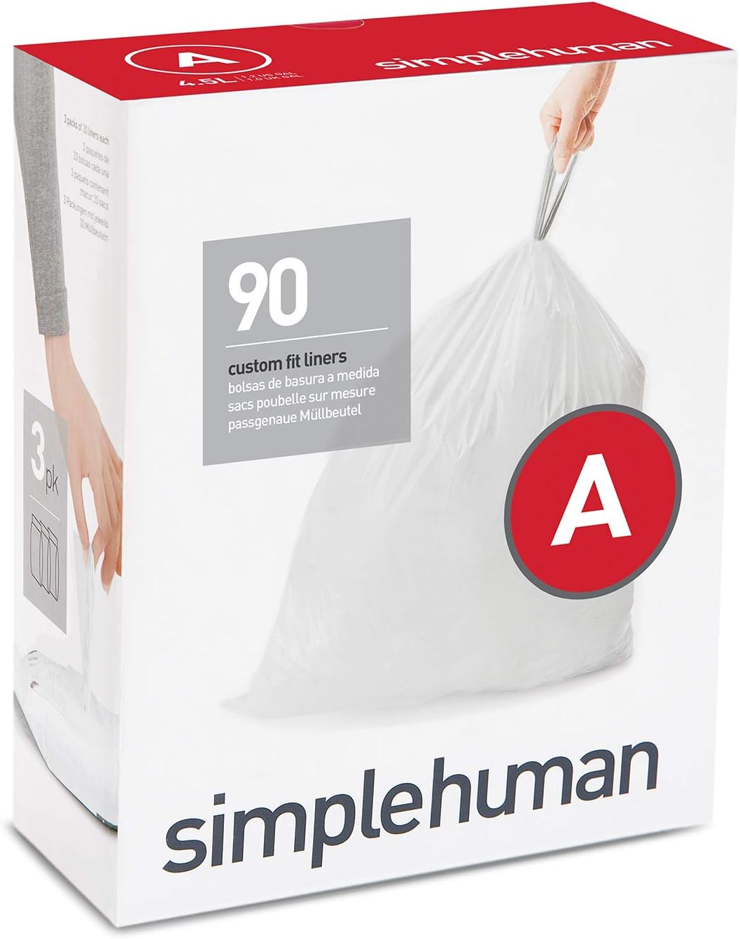 simplehuman Code H 100 Count, Dispenser Pack Custom Fit Liners