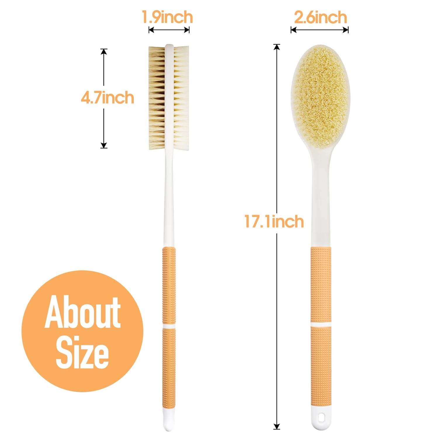 Back Scrubber Anti Slip for Shower,Shower Brush Long Handle with Stiff and Soft Bristles,
