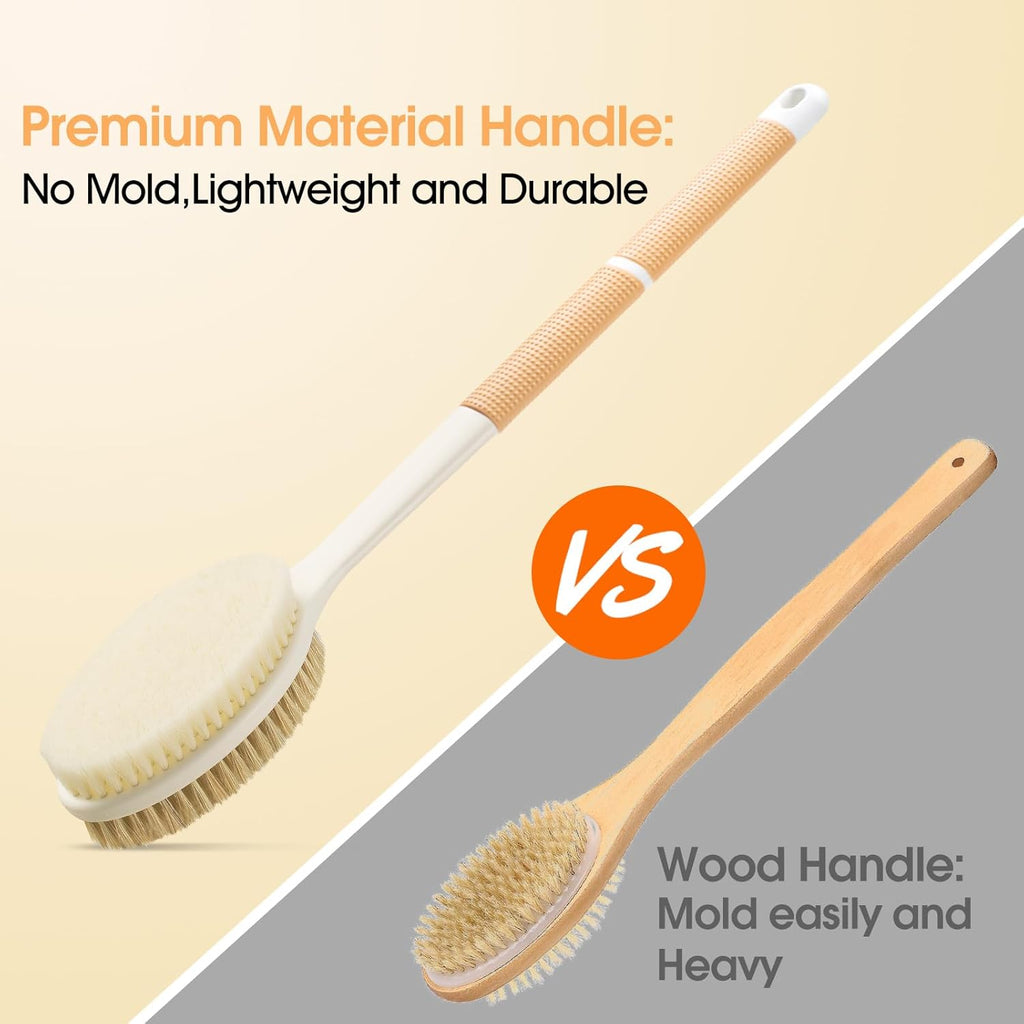 Back Scrubber Anti Slip for Shower,Shower Brush Long Handle with Stiff and Soft Bristles,