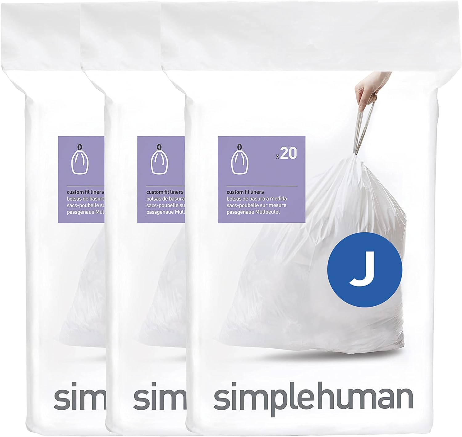 simplehuman Code H 100 Count, Dispenser Pack Custom Fit Liners