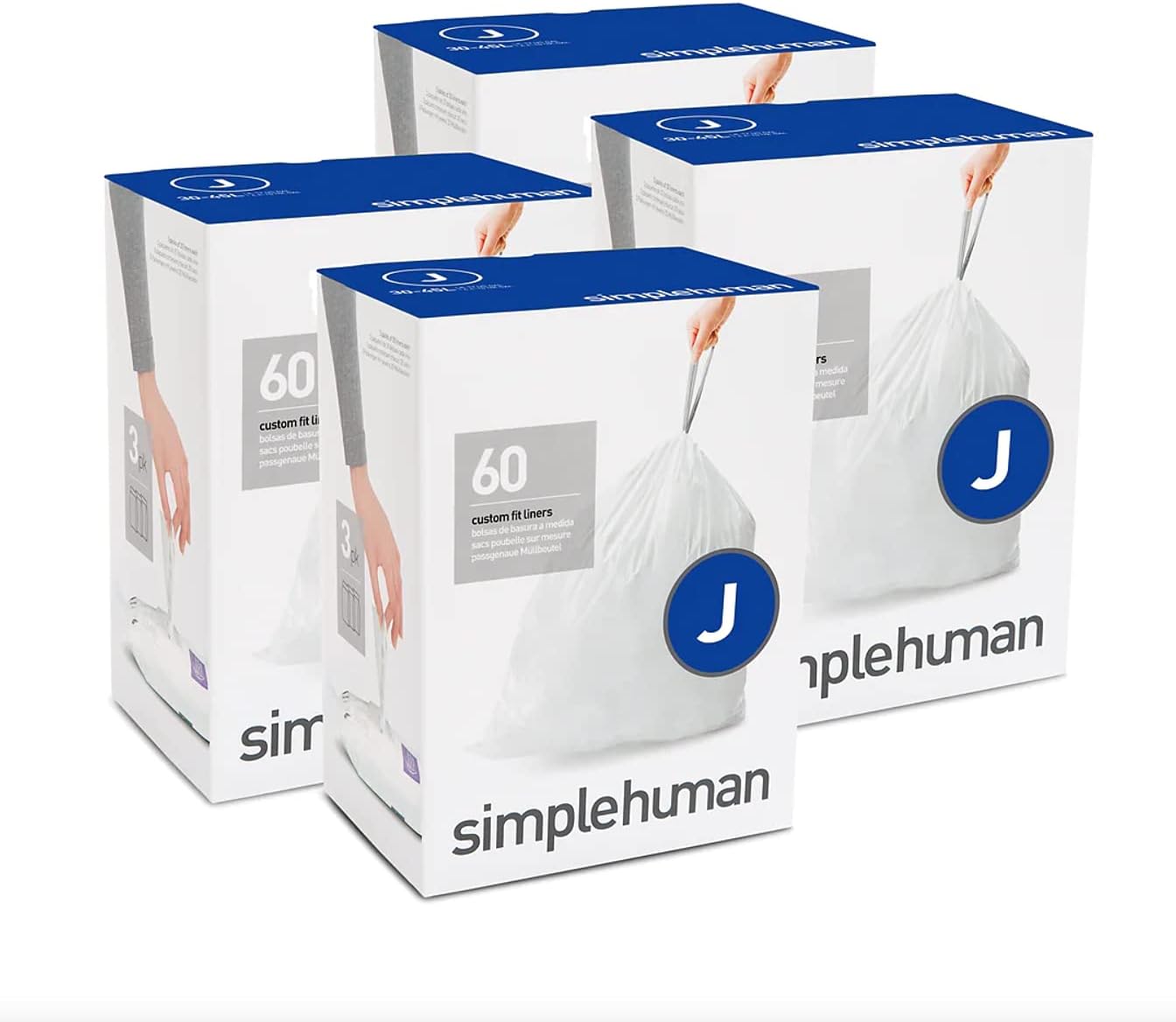 simplehuman Code H 100 Count, Dispenser Pack Custom Fit Liners