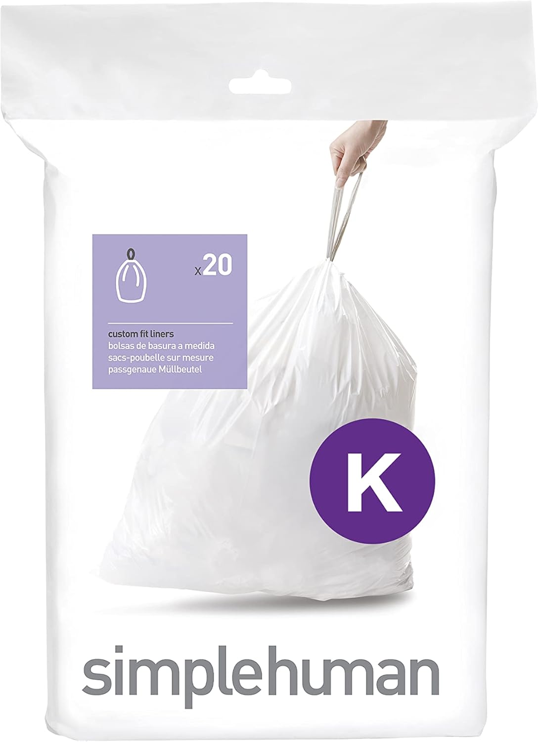 simplehuman Code H 100 Count, Dispenser Pack Custom Fit Liners