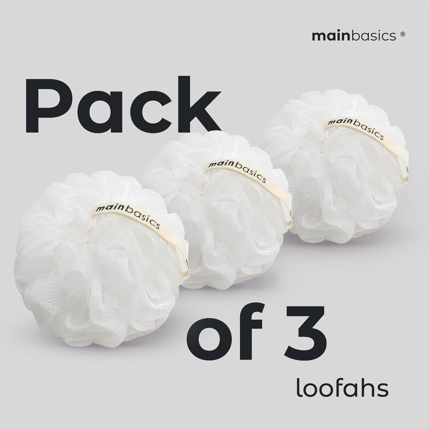 MainBasics Bath Shower Loofah Sponge Pouf Body Scrubber Exfoliator Body Wash Sponge