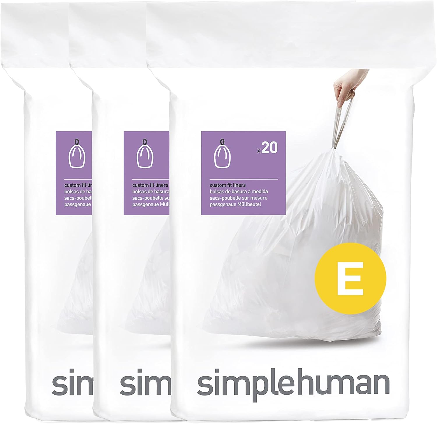 simplehuman Code H 100 Count, Dispenser Pack Custom Fit Liners