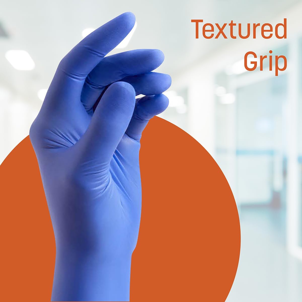 Caring Nitrile Exam Gloves, Blue, Powder-Free, Disposable Gloves for Medical Care, First Aid,
