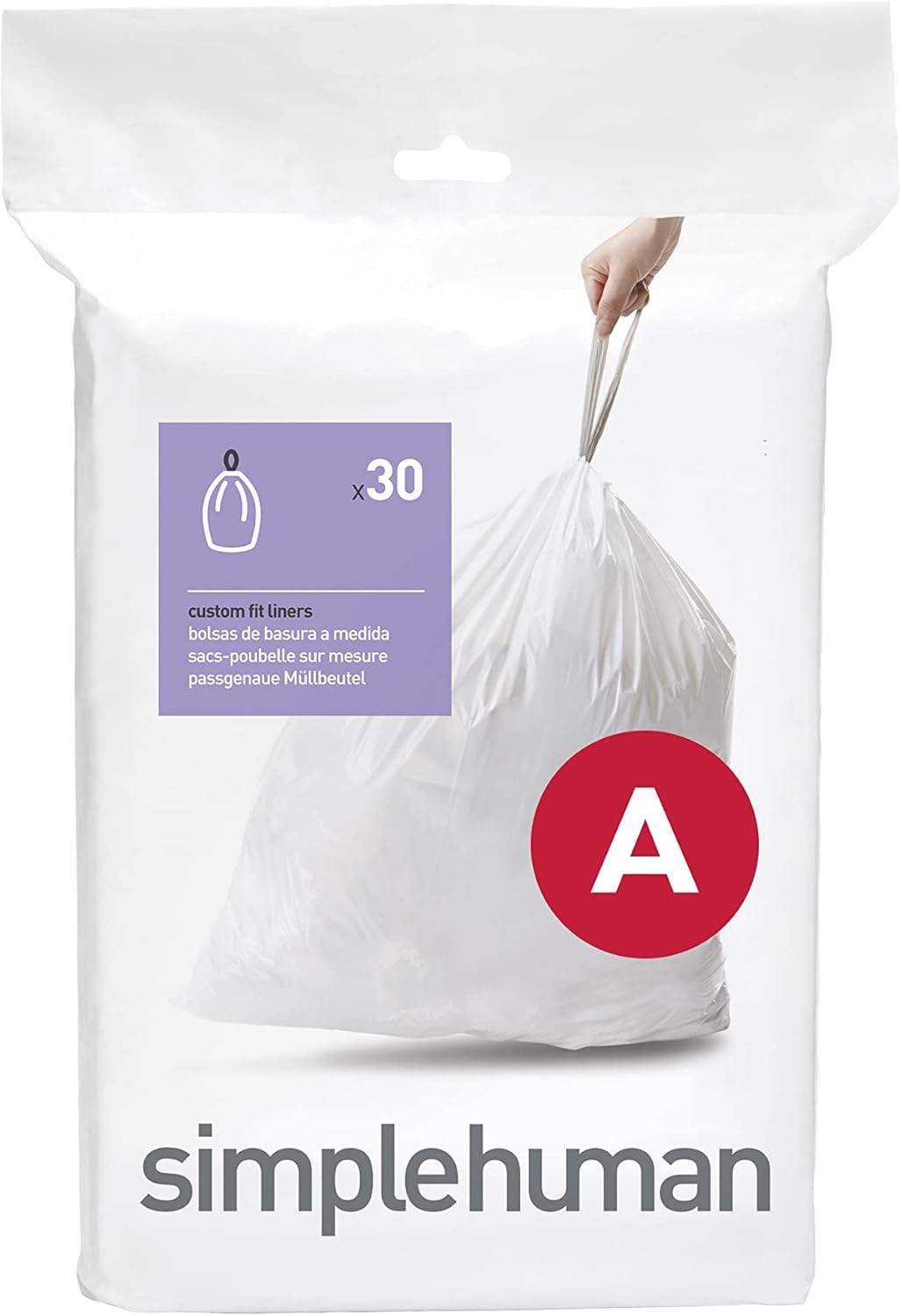 simplehuman Code H 100 Count, Dispenser Pack Custom Fit Liners