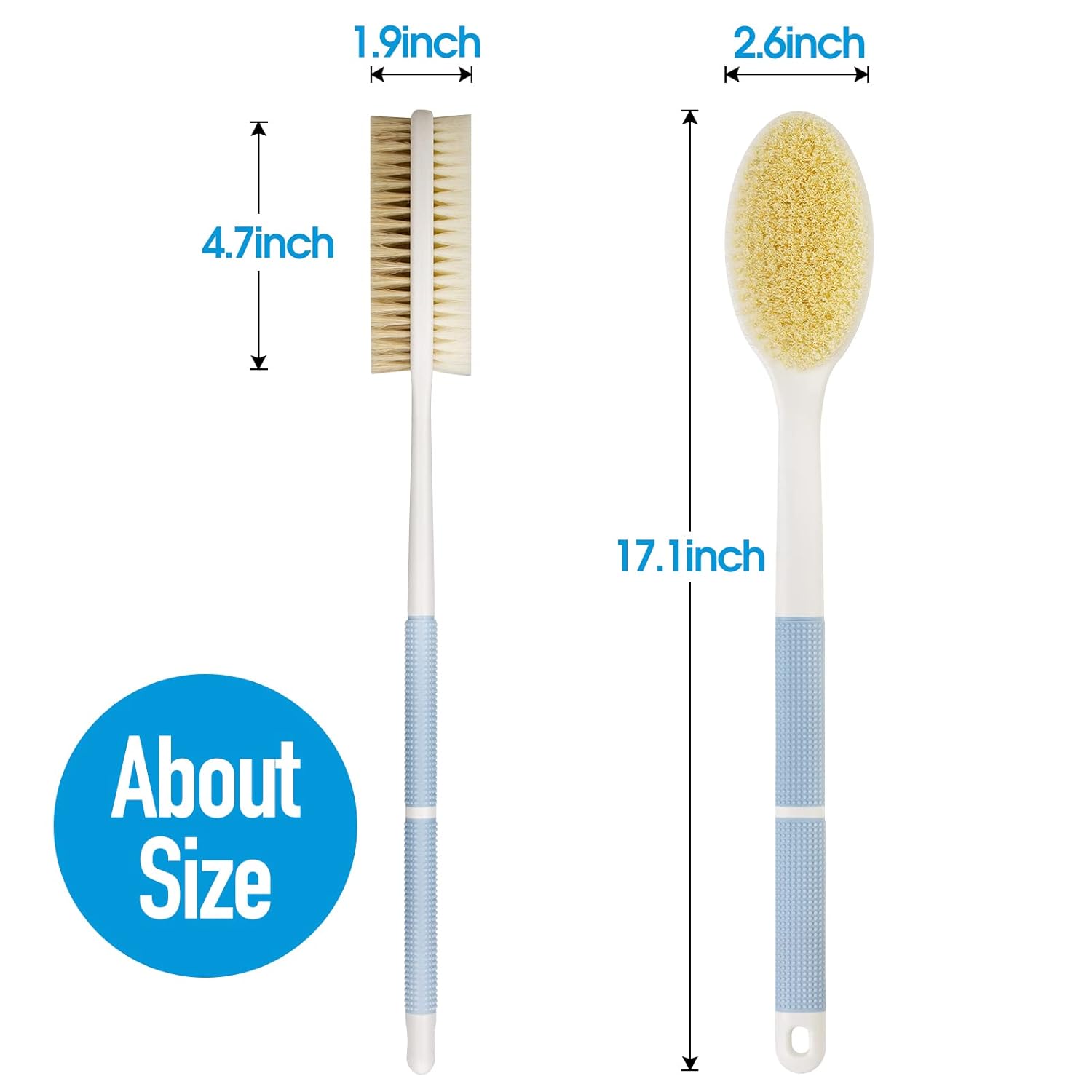 Back Scrubber Anti Slip for Shower,Shower Brush Long Handle with Stiff and Soft Bristles,