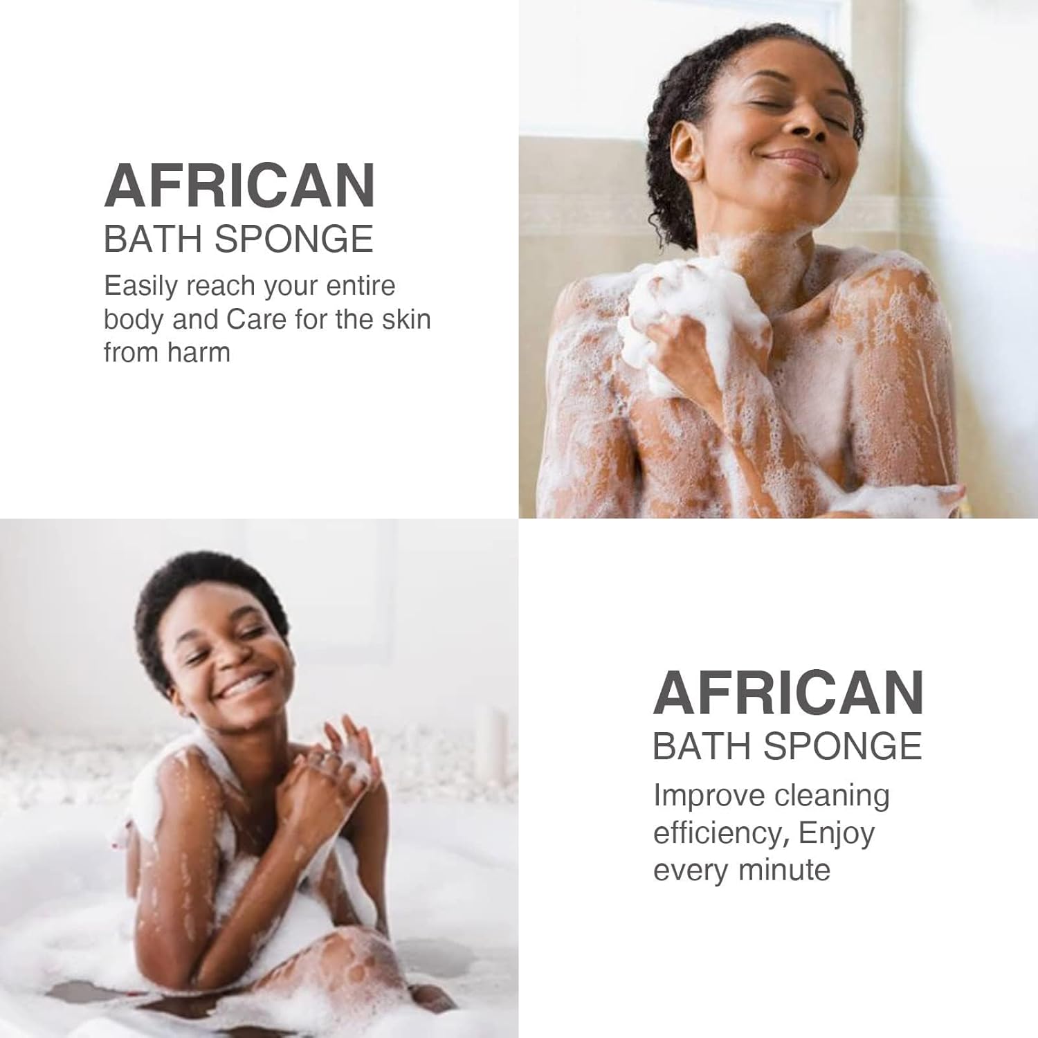UJFQBH 3 Pieces African Bath Sponge African Net Long Net Bath Sponge Exfoliating Shower Body Scrubber Back Scrubber Skin Smoother