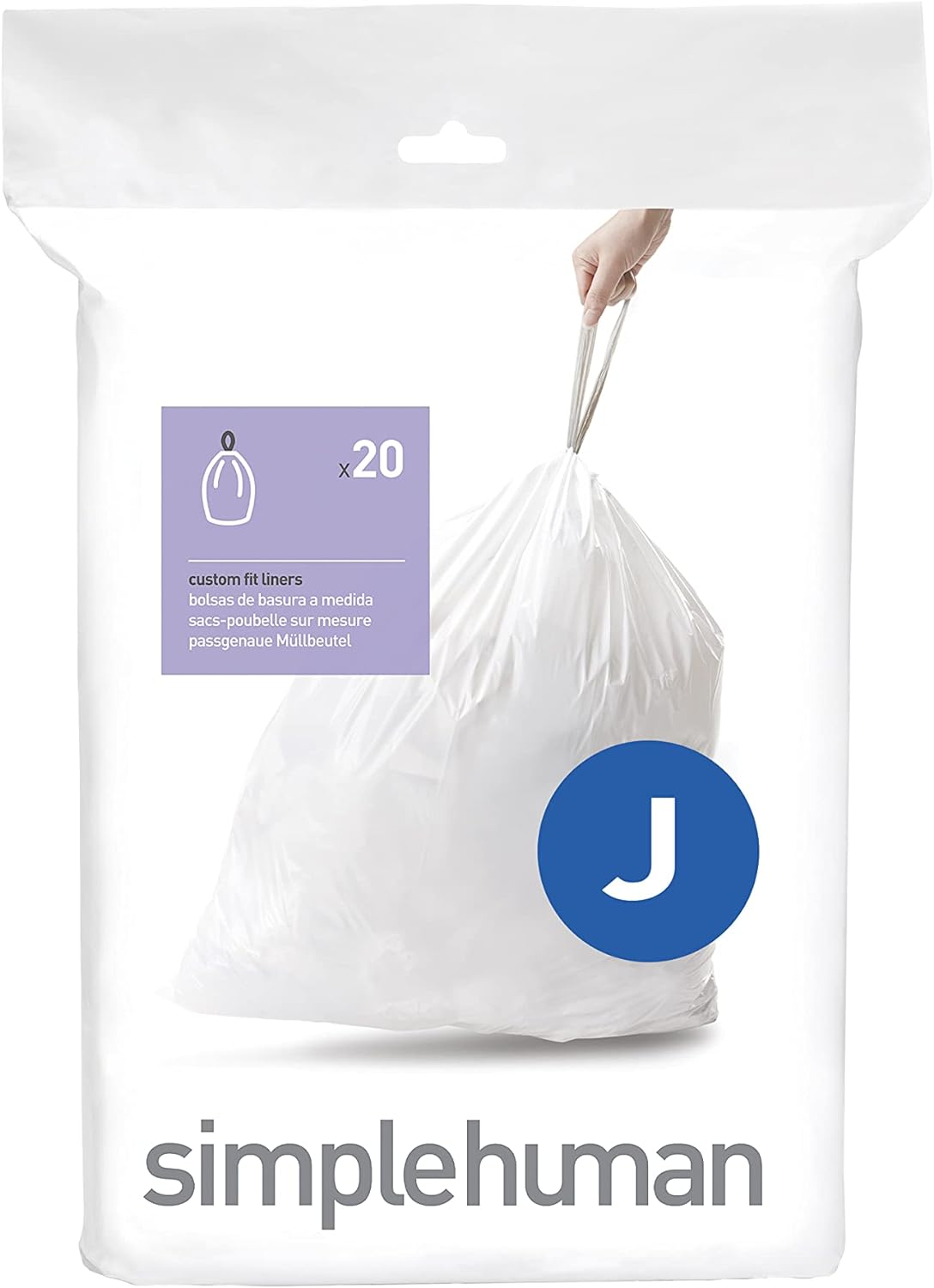 simplehuman Code H 100 Count, Dispenser Pack Custom Fit Liners