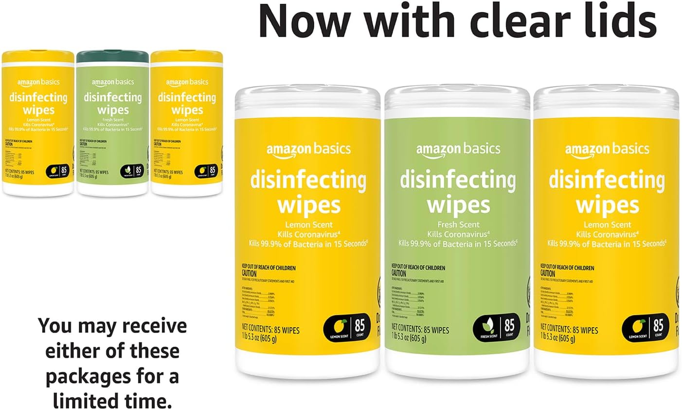 Amazon Basics Wipes, Lemon & Fresh Scent,