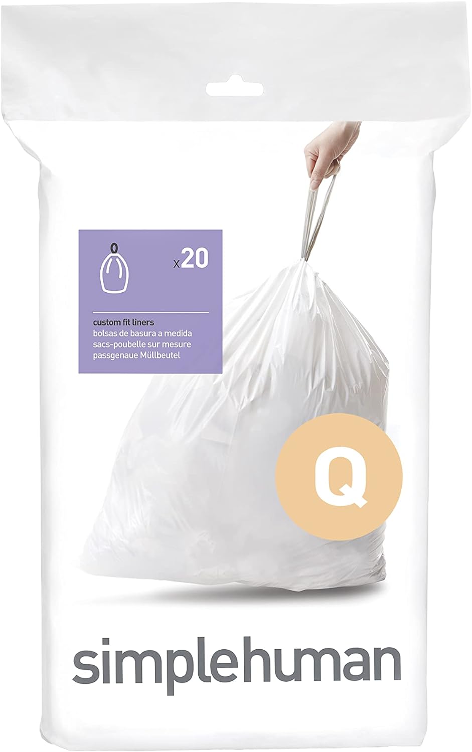 simplehuman Code H 100 Count, Dispenser Pack Custom Fit Liners