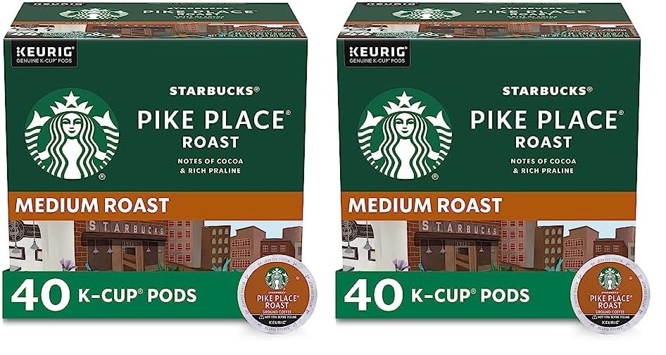 Starbucks K-Cup Coffee Pods, Medium Roast Coffee, Pike Place Roast for Keurig Brewers,