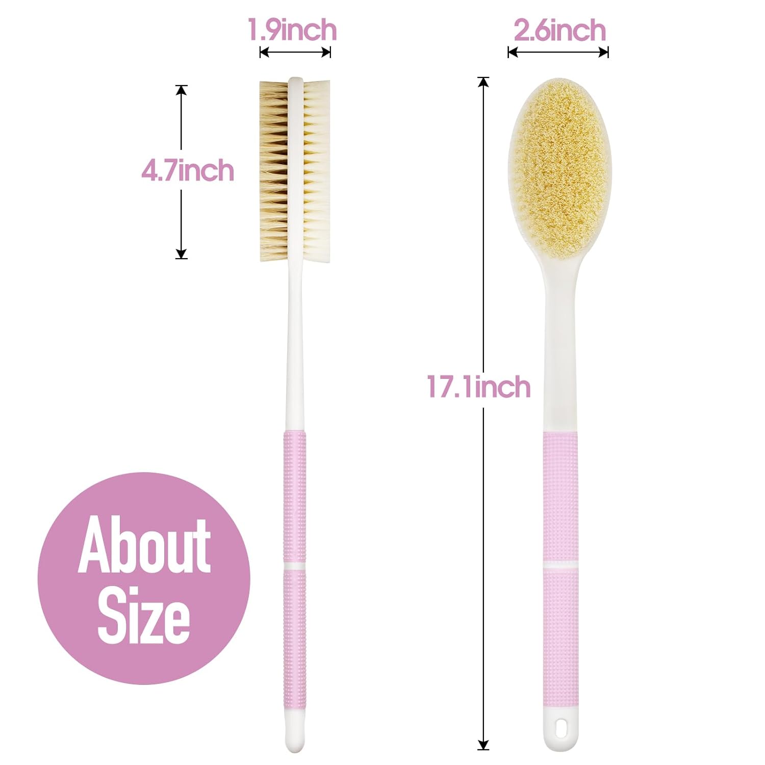 Back Scrubber Anti Slip for Shower,Shower Brush Long Handle with Stiff and Soft Bristles,