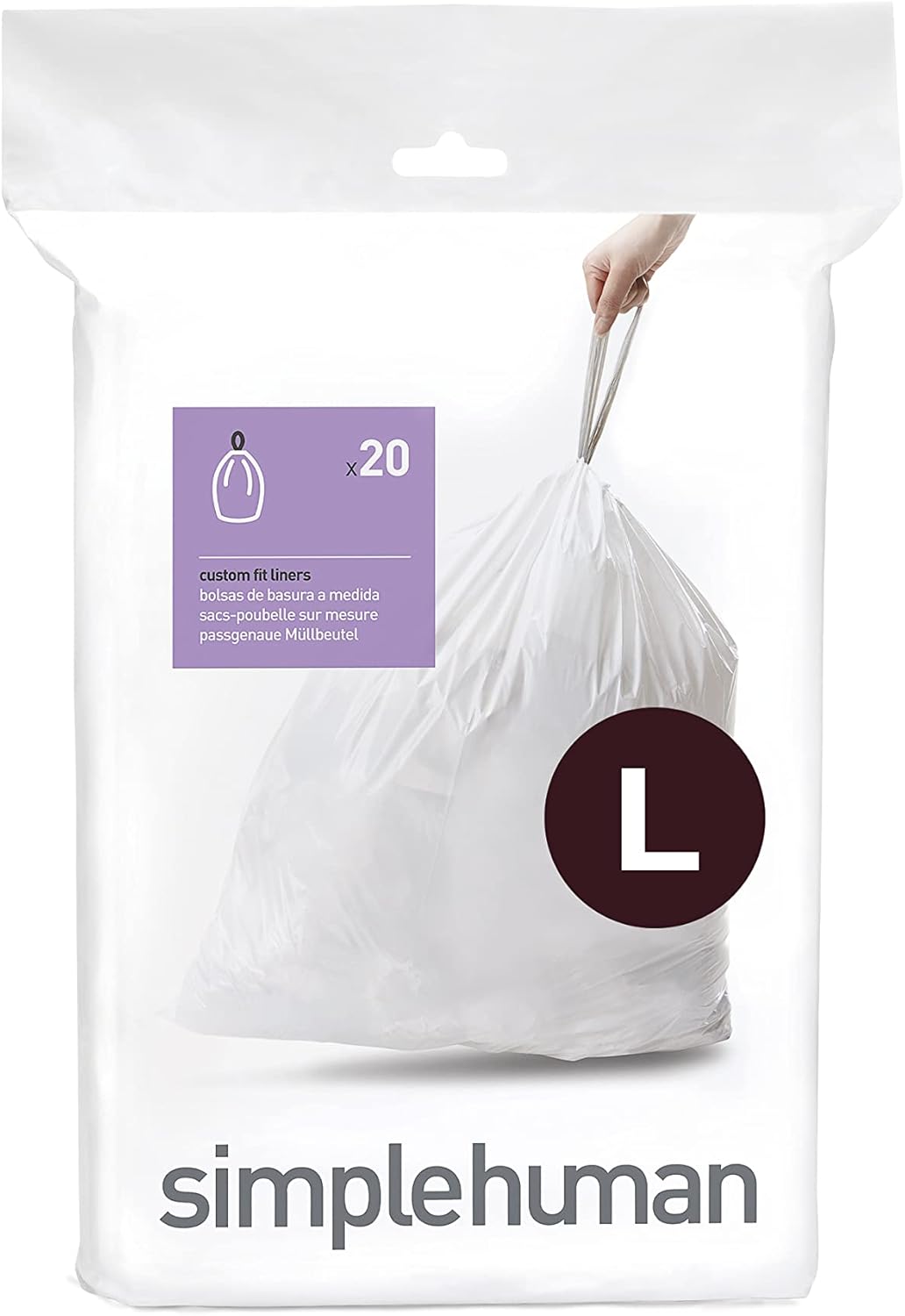 simplehuman Code H 100 Count, Dispenser Pack Custom Fit Liners