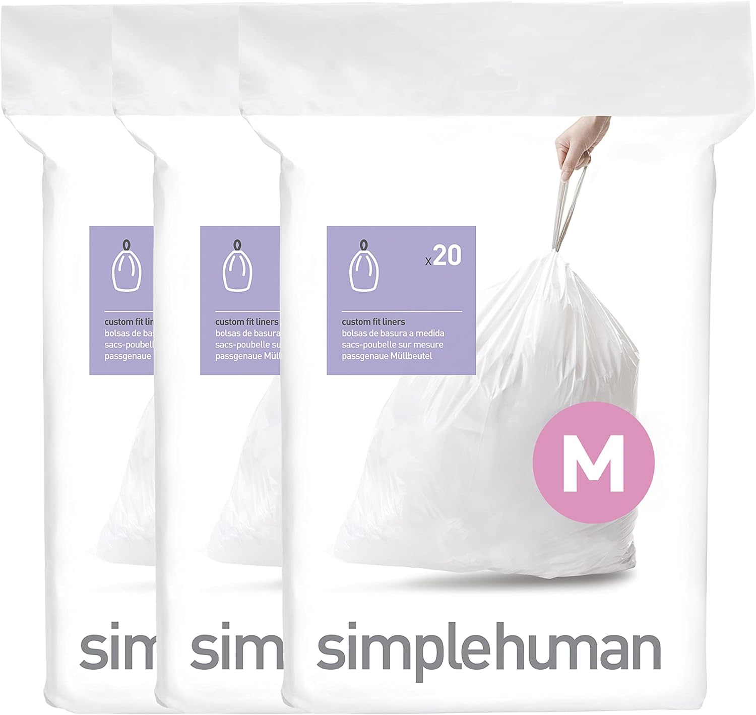 simplehuman Code H 100 Count, Dispenser Pack Custom Fit Liners