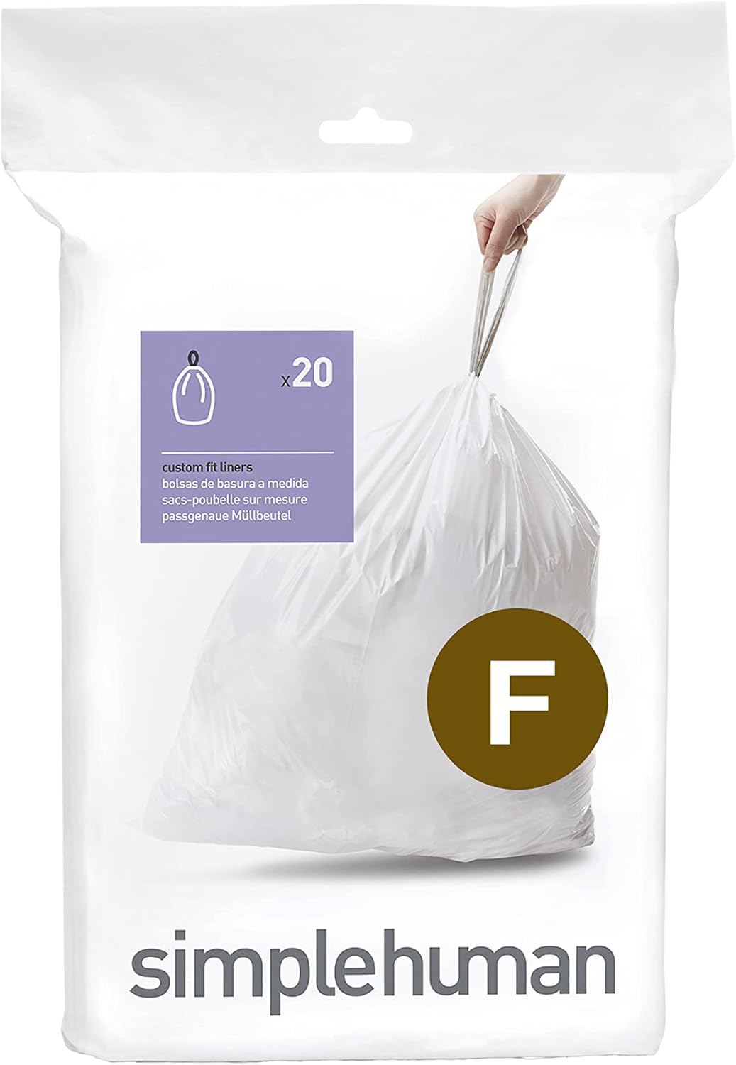 simplehuman Code H 100 Count, Dispenser Pack Custom Fit Liners