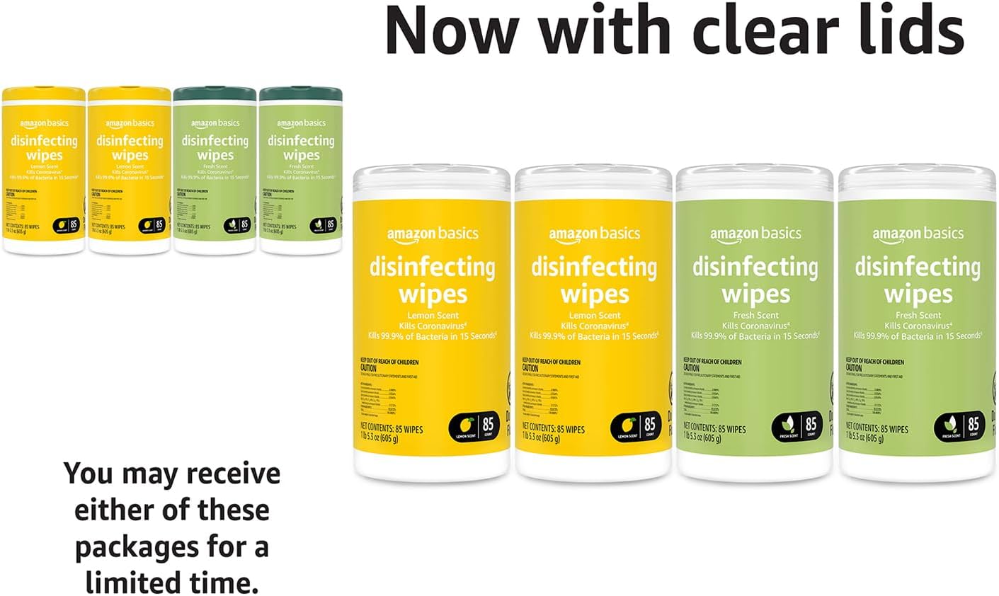 Amazon Basics Wipes, Lemon & Fresh Scent,
