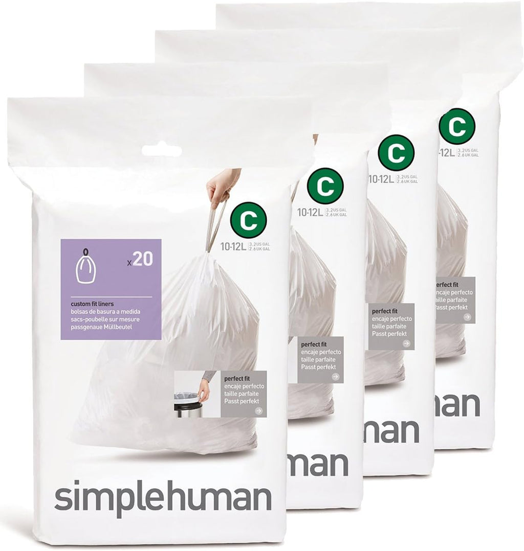 simplehuman Code H 100 Count, Dispenser Pack Custom Fit Liners