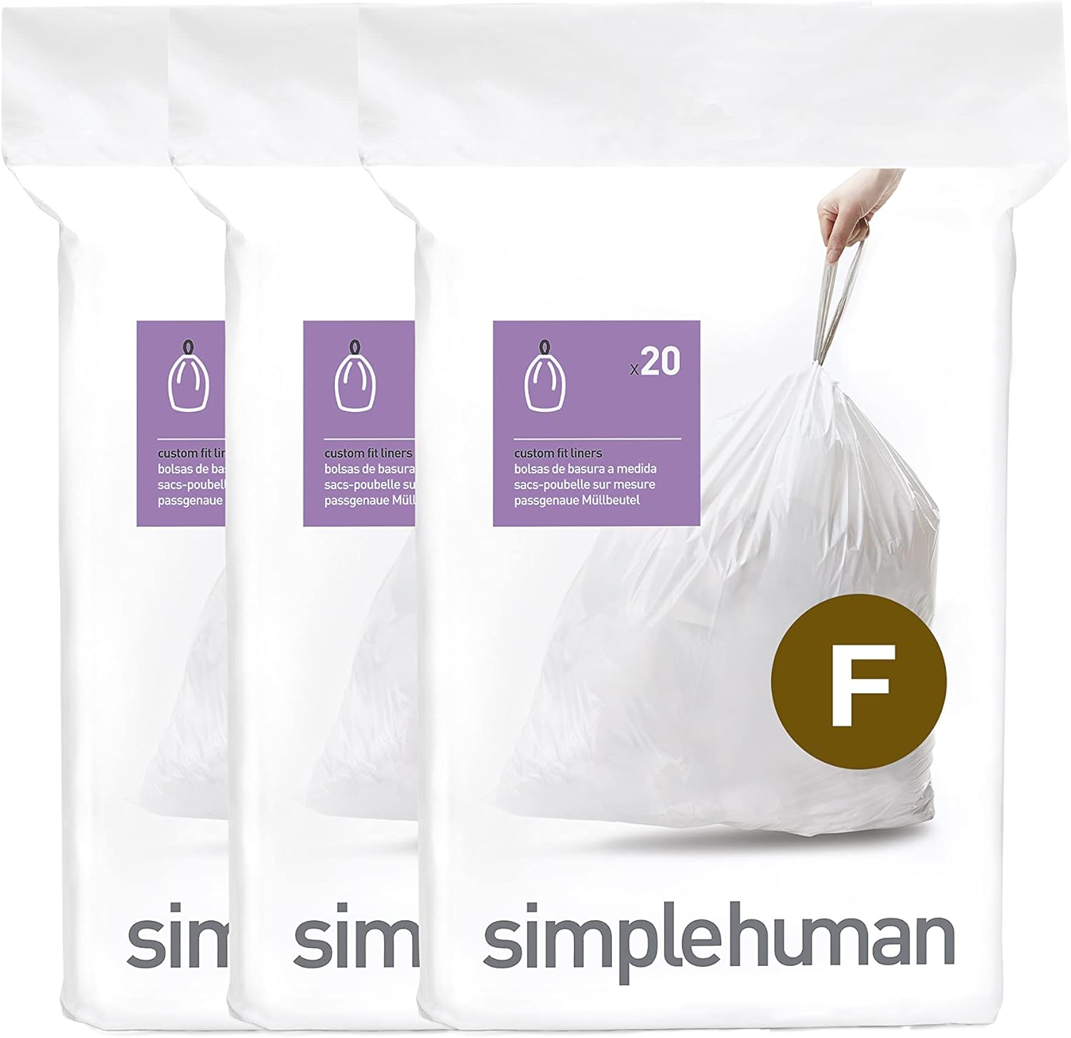 simplehuman Code H 100 Count, Dispenser Pack Custom Fit Liners