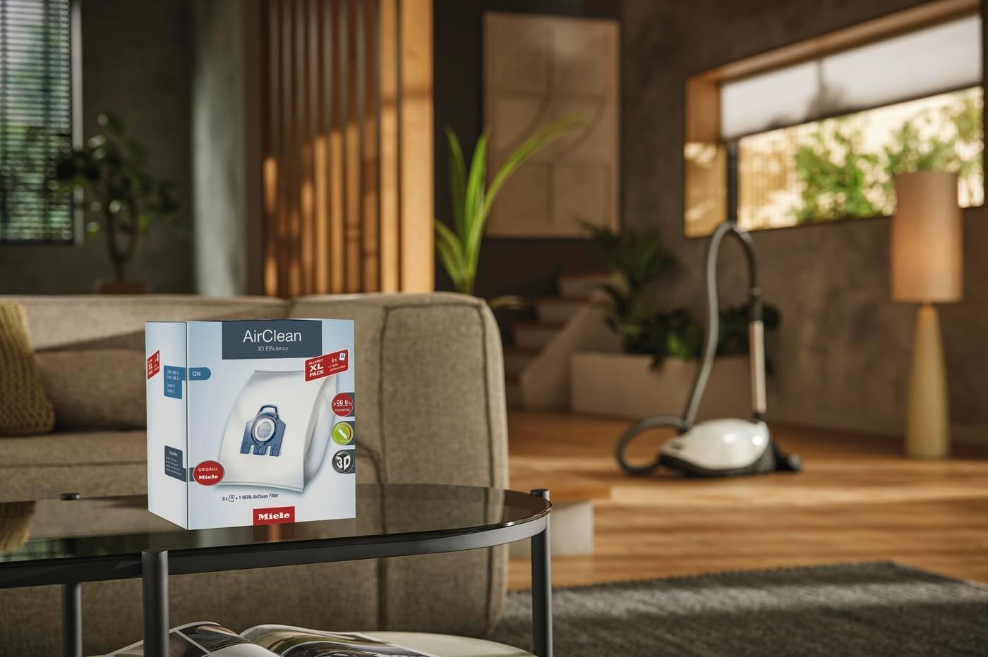 Miele 10123210 AirClean 3D Efficiency Dust Bag, Type GN, 4 Bags & 2 Filters, White