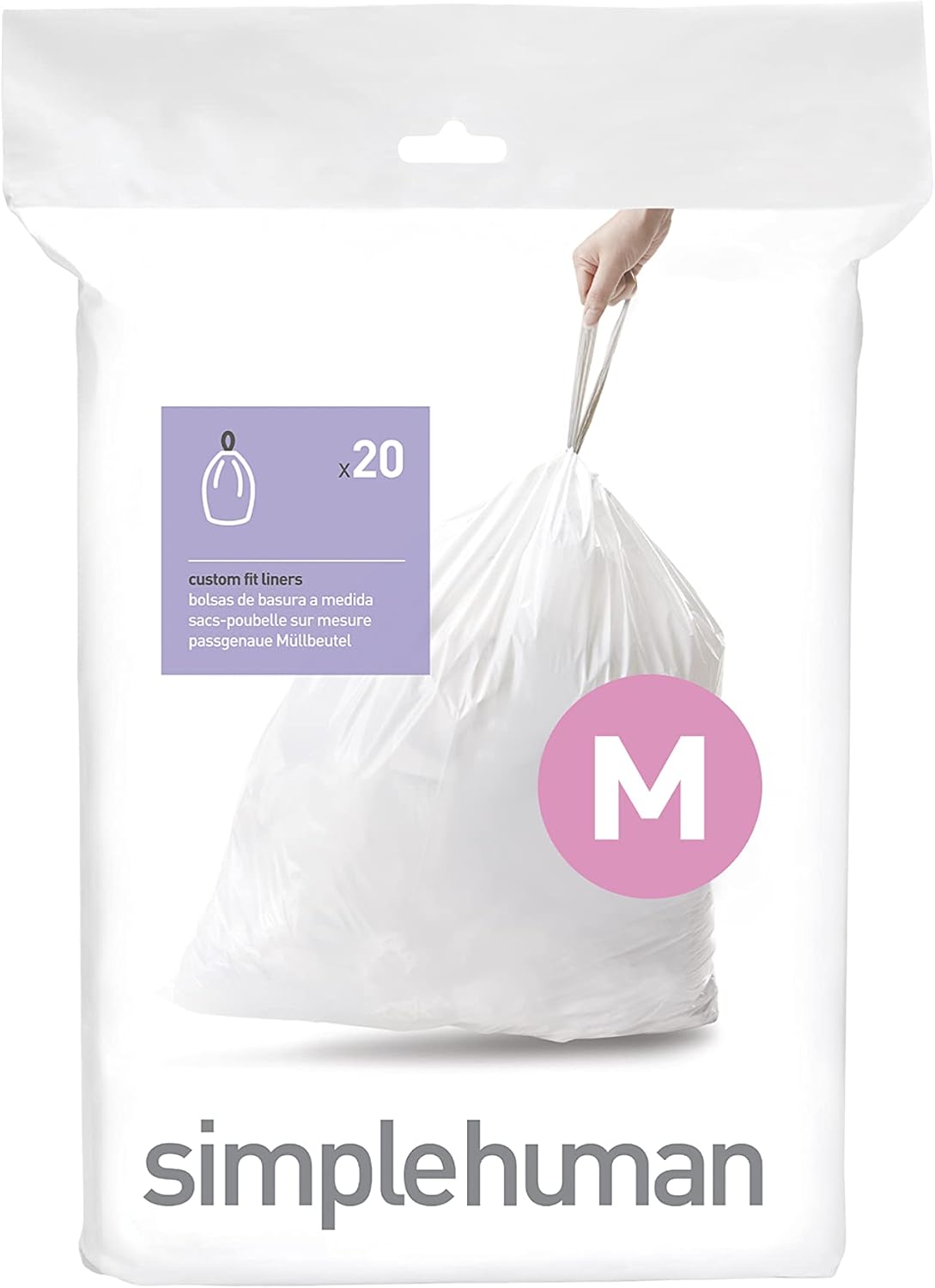 simplehuman Code H 100 Count, Dispenser Pack Custom Fit Liners
