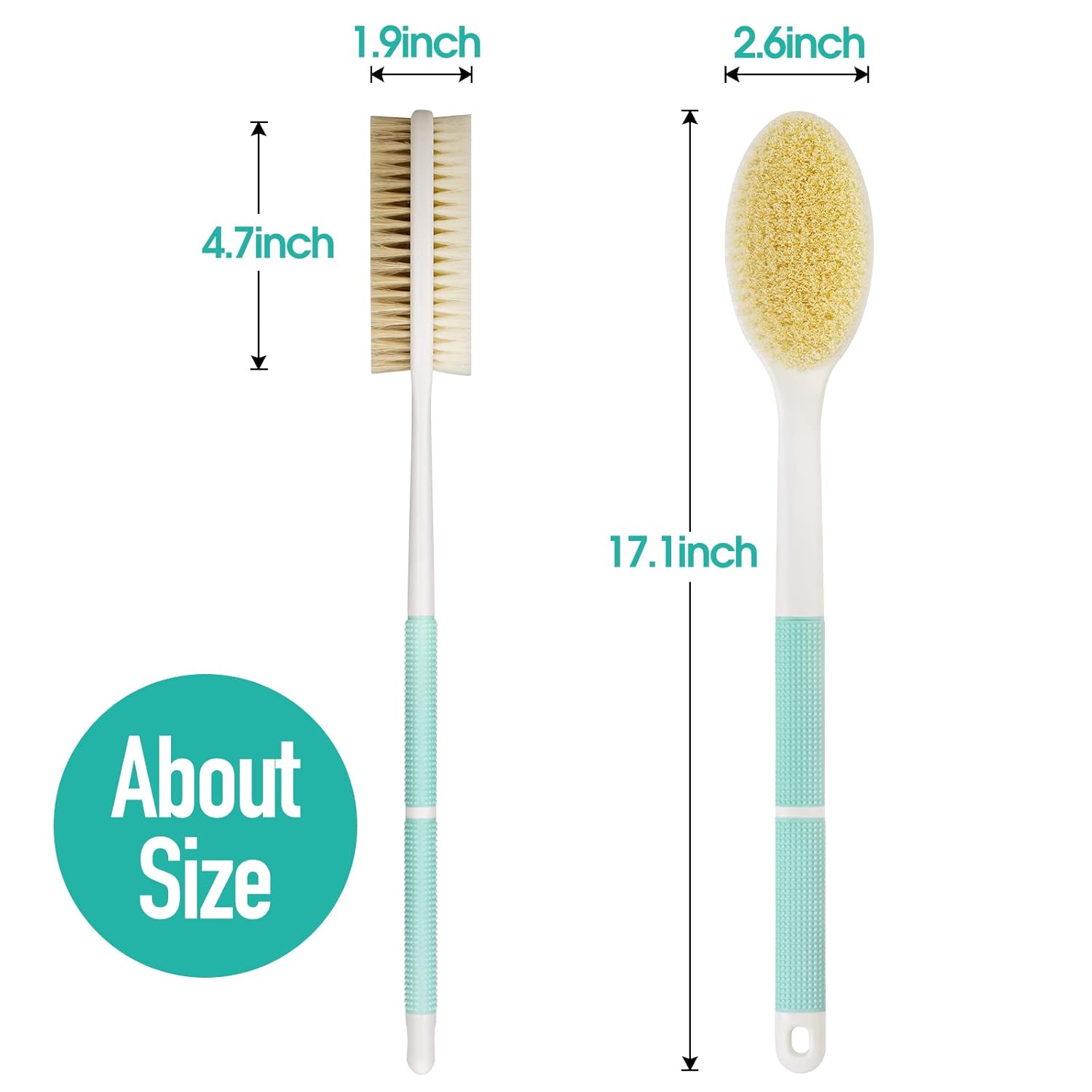 Back Scrubber Anti Slip for Shower,Shower Brush Long Handle with Stiff and Soft Bristles,