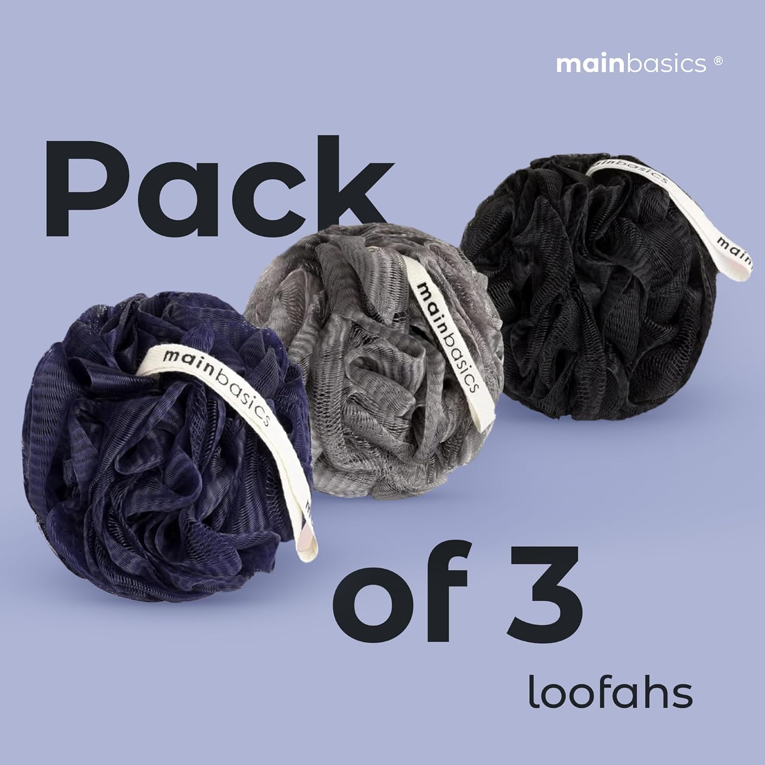 MainBasics Bath Shower Loofah Sponge Pouf Body Scrubber Exfoliator Body Wash Sponge