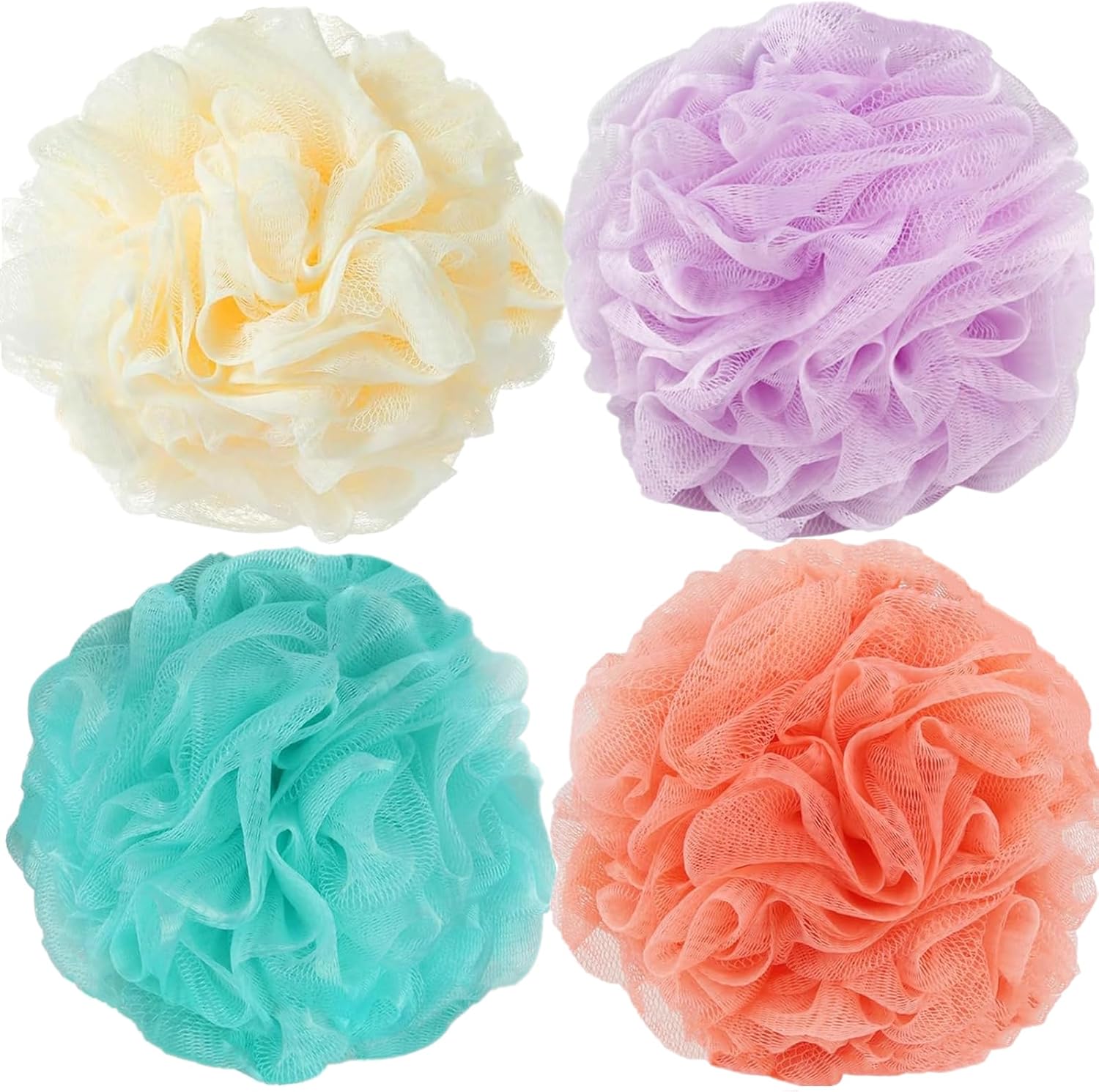 Fu Store Loofah Sponge Shower Loofahs 50g Bath Sponges Mesh Balls 4 Colors for Body Scrubber Exfoliator Wash Back Scrubber Bathroom Men Women