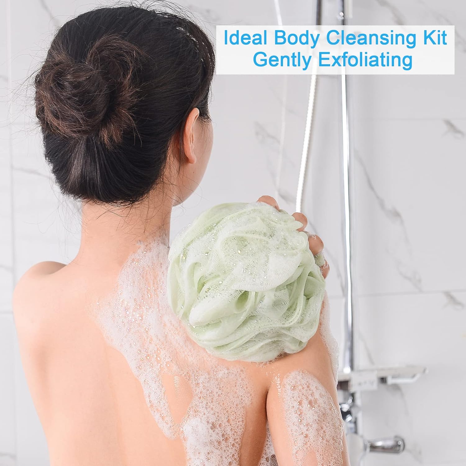 AmazerBath Loofah Sponge 75g/Piece, Exfoliating Bath Sponge Body Scrubber - Loofa Set of 4 Flower Color