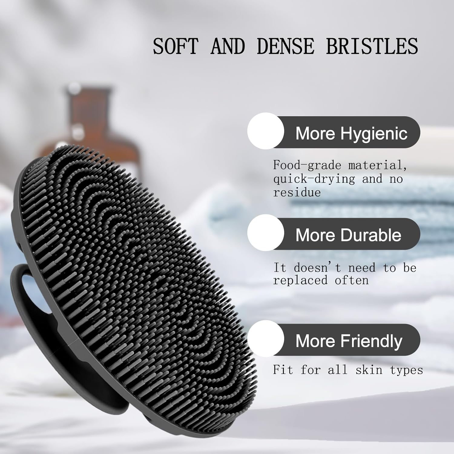 INNERNEED Food-Grade Soft Silicone Body Scrubber Shower Brush Handheld Cleansing Skin Brush,