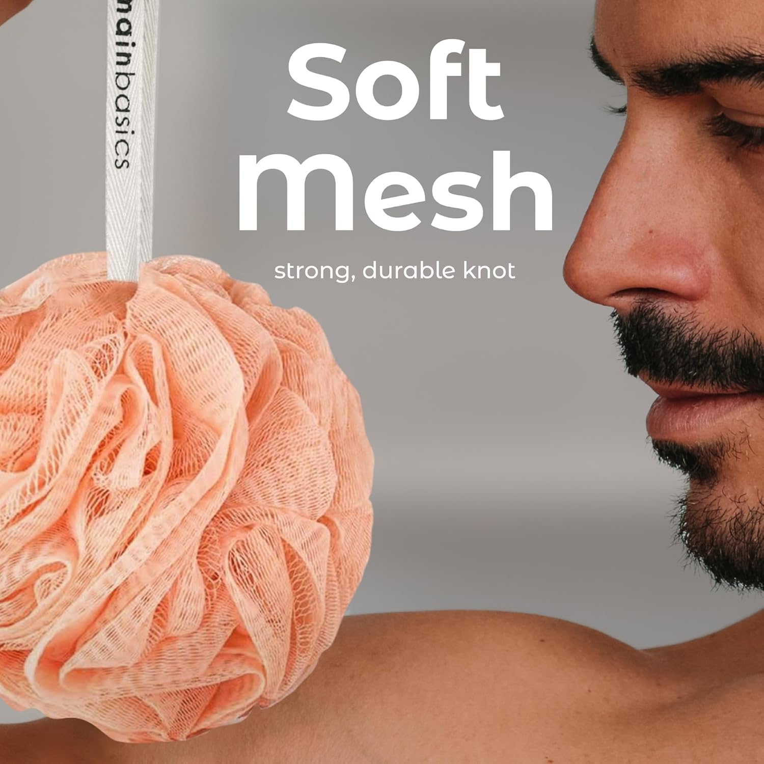 MainBasics Bath Shower Loofah Sponge Pouf Body Scrubber Exfoliator Body Wash Sponge