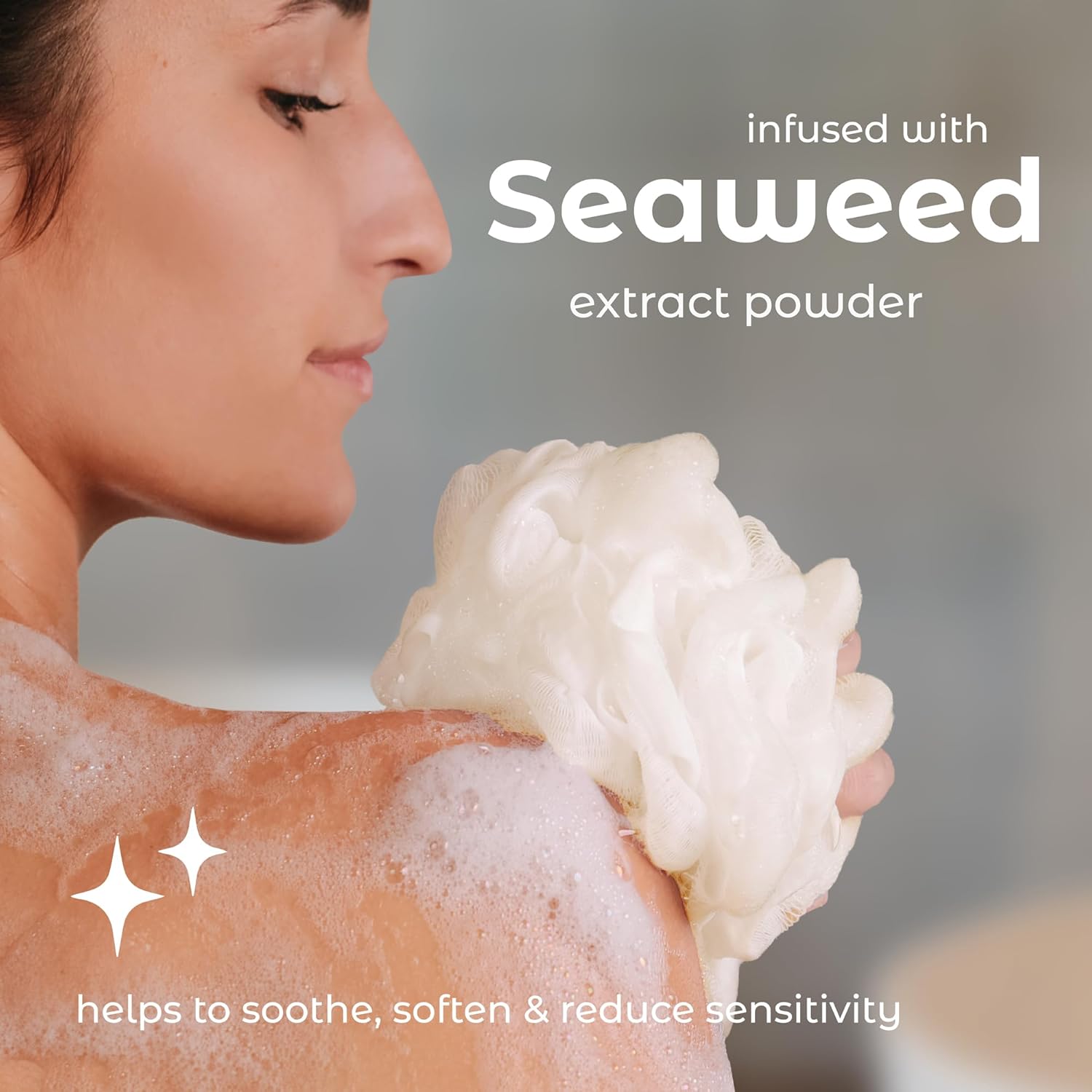 MainBasics Bath Shower Loofah Sponge Pouf Body Scrubber Exfoliator Body Wash Sponge
