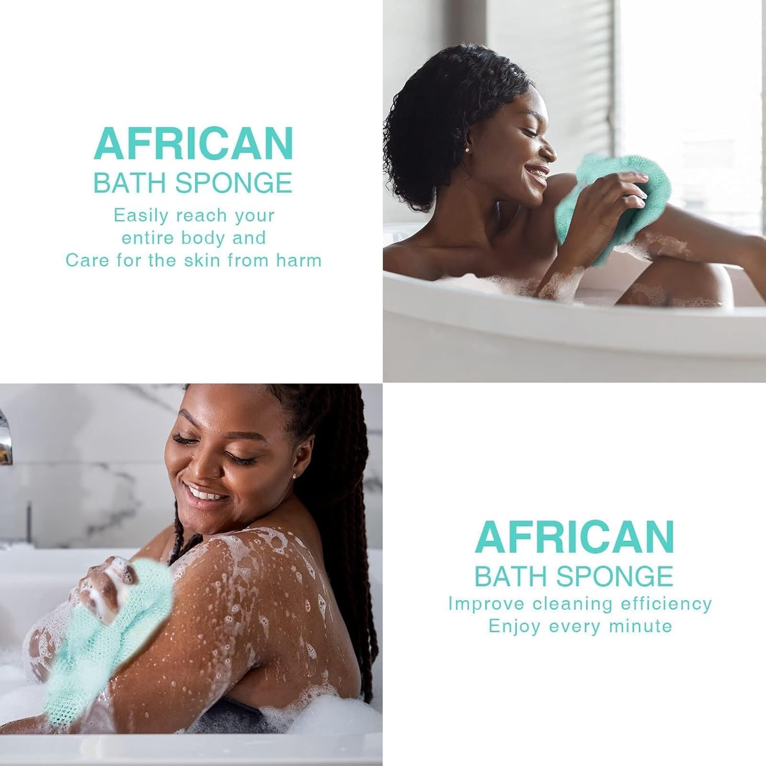 UJFQBH 3 Pieces African Bath Sponge African Net Long Net Bath Sponge Exfoliating Shower Body Scrubber Back Scrubber Skin Smoother