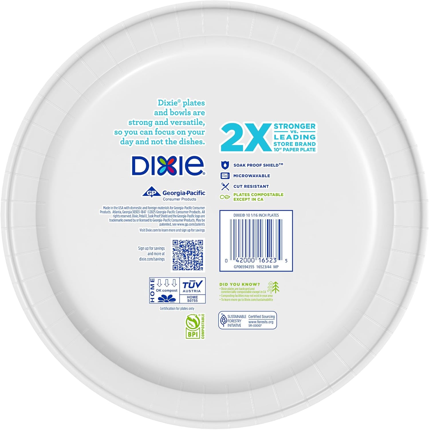 Dixie Large Paper Plates, 10 Inch, 204 Count, 2X Stronger*