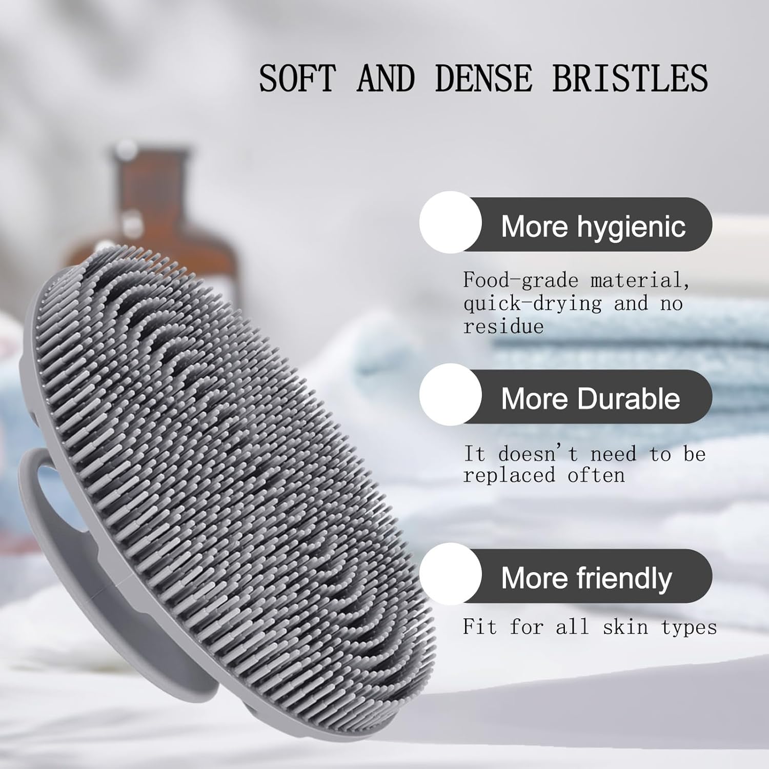 INNERNEED Food-Grade Soft Silicone Body Scrubber Shower Brush Handheld Cleansing Skin Brush,