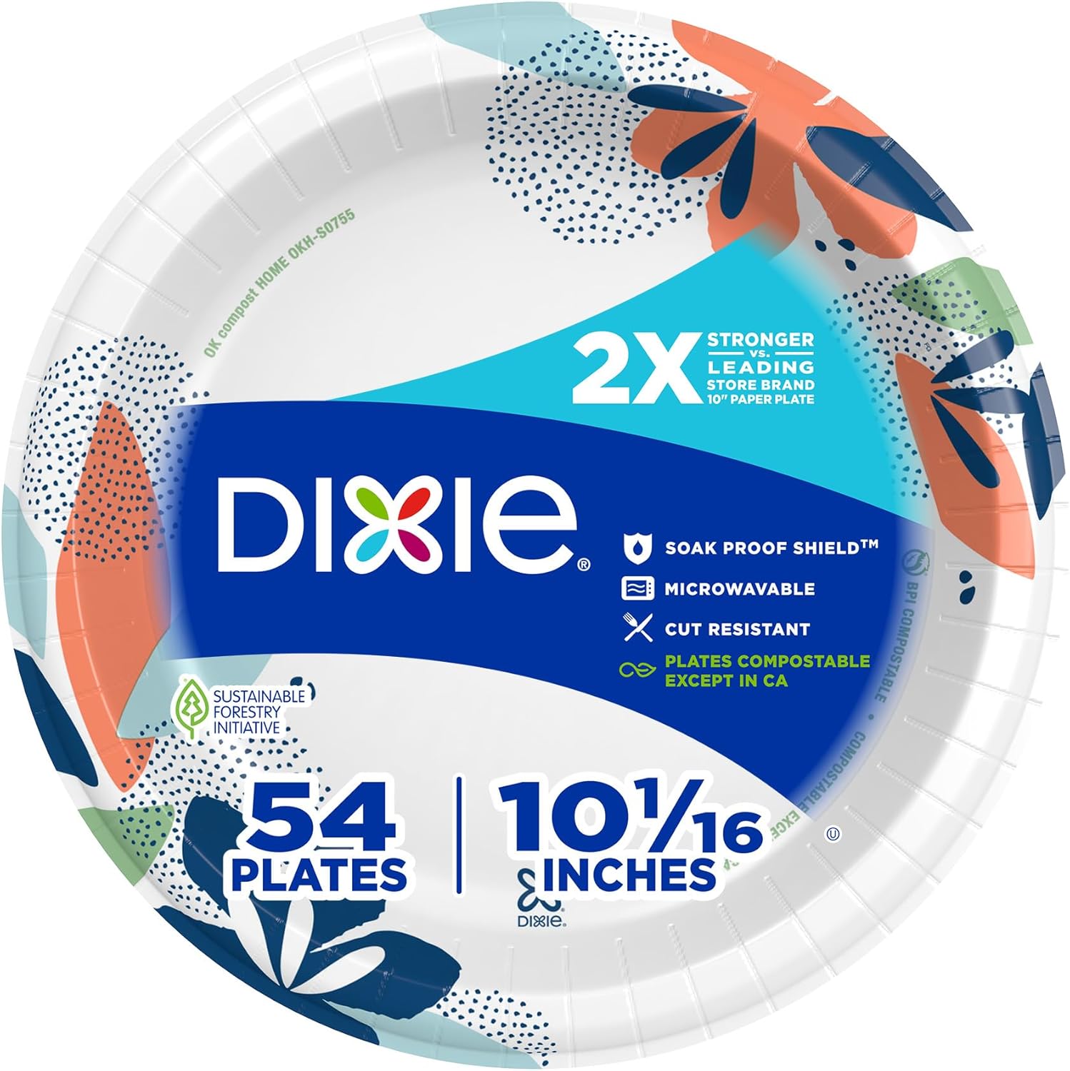 Dixie Large Paper Plates, 10 Inch, 204 Count, 2X Stronger*