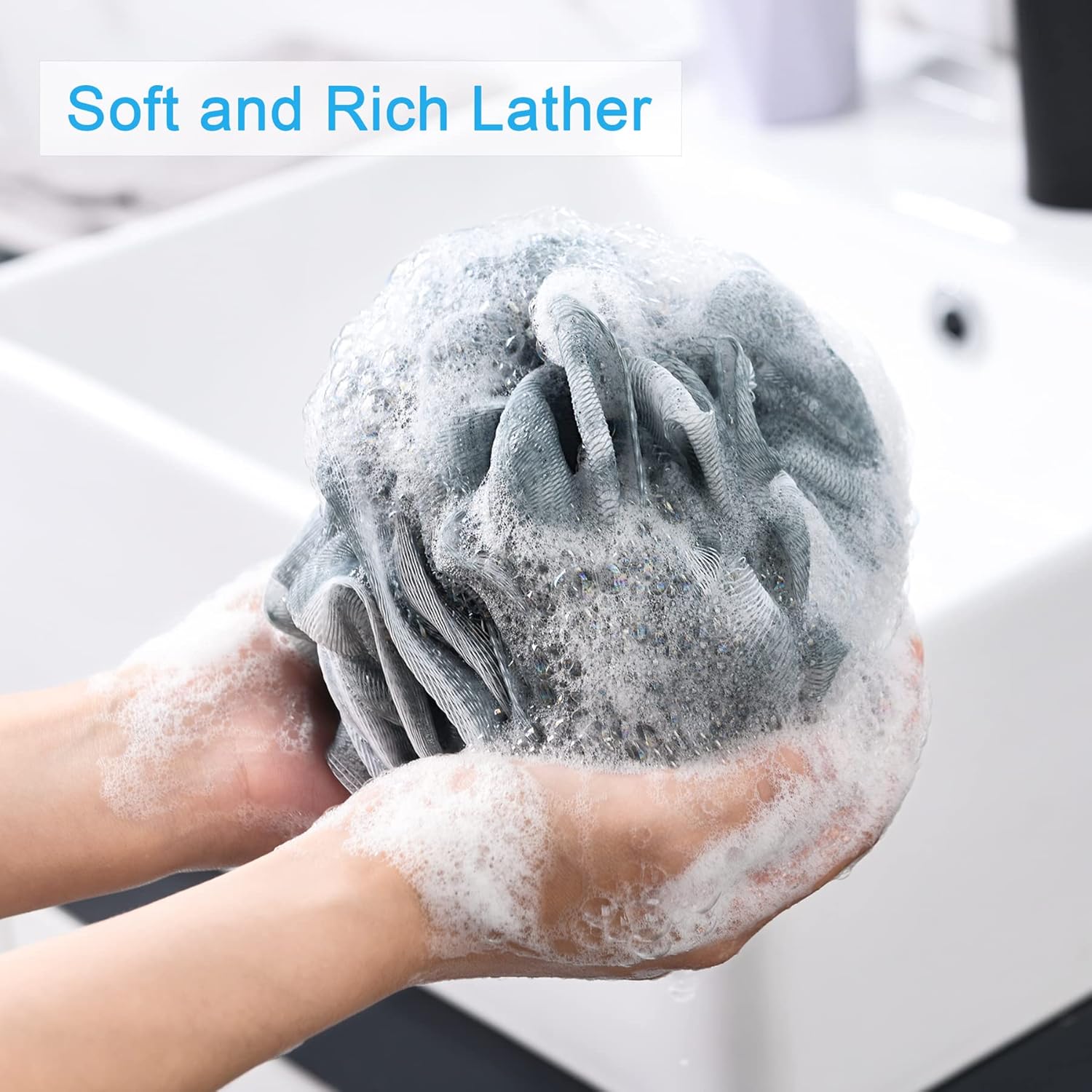 AmazerBath Loofah Sponge 75g/Piece, Exfoliating Bath Sponge Body Scrubber - Loofa Set of 4 Flower Color