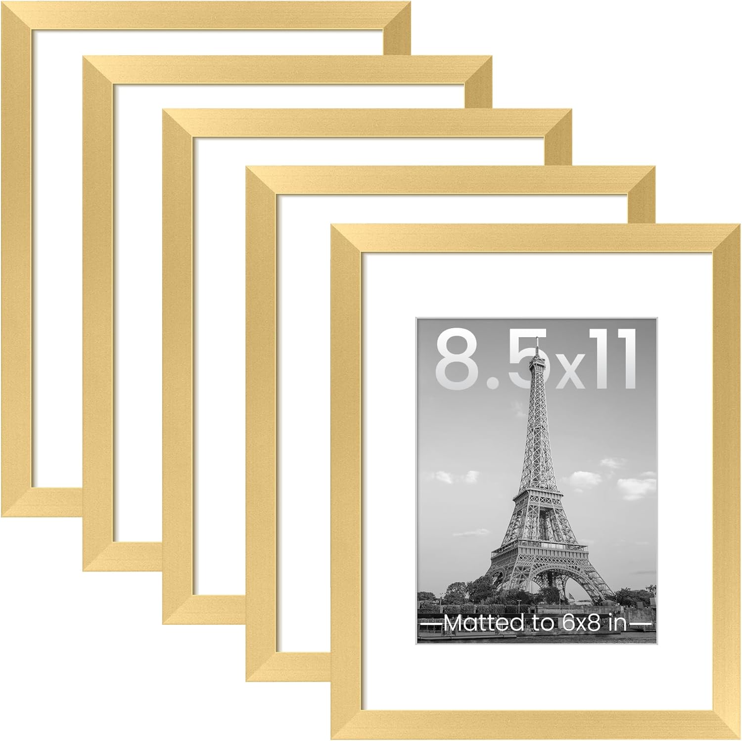 upsimples 8x10 Picture Frame Set of 5, Display Pictures 5x7 with Mat or 8 x 10 Without, Wall Gallery Photo Frames, Black