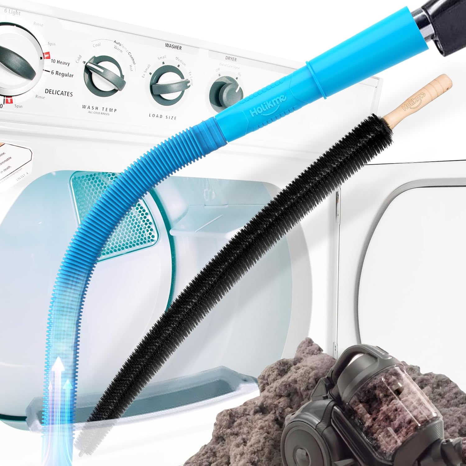 Holikme 2 Pieces Dryer Vent Cleaner Kit, Dryer Lint Vacuum Attachment and Flexible Dryer Lint Brush